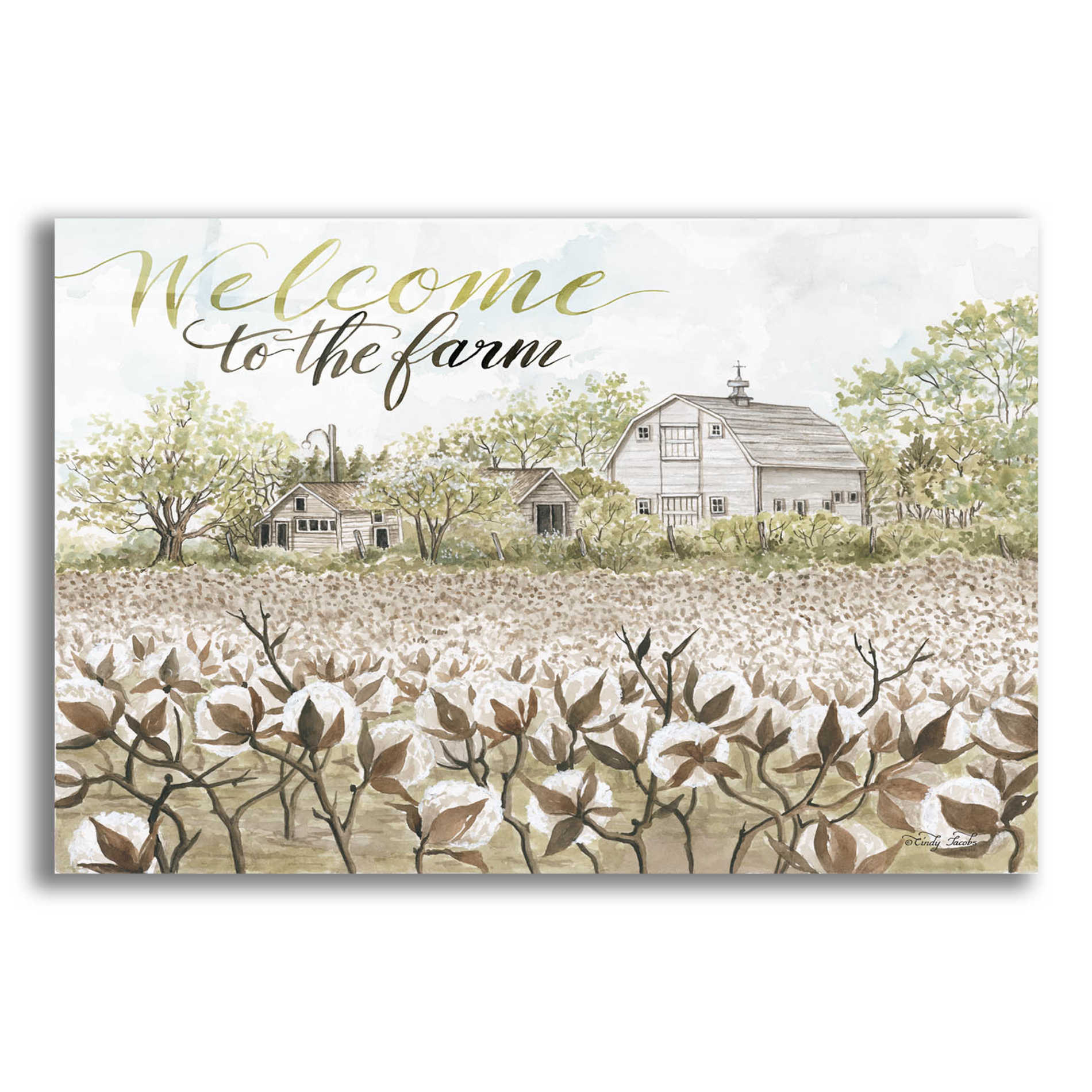 Epic Art 'Welcome to the Farm' by Cindy Jacobs, Acrylic Glass Wall Art,16x12