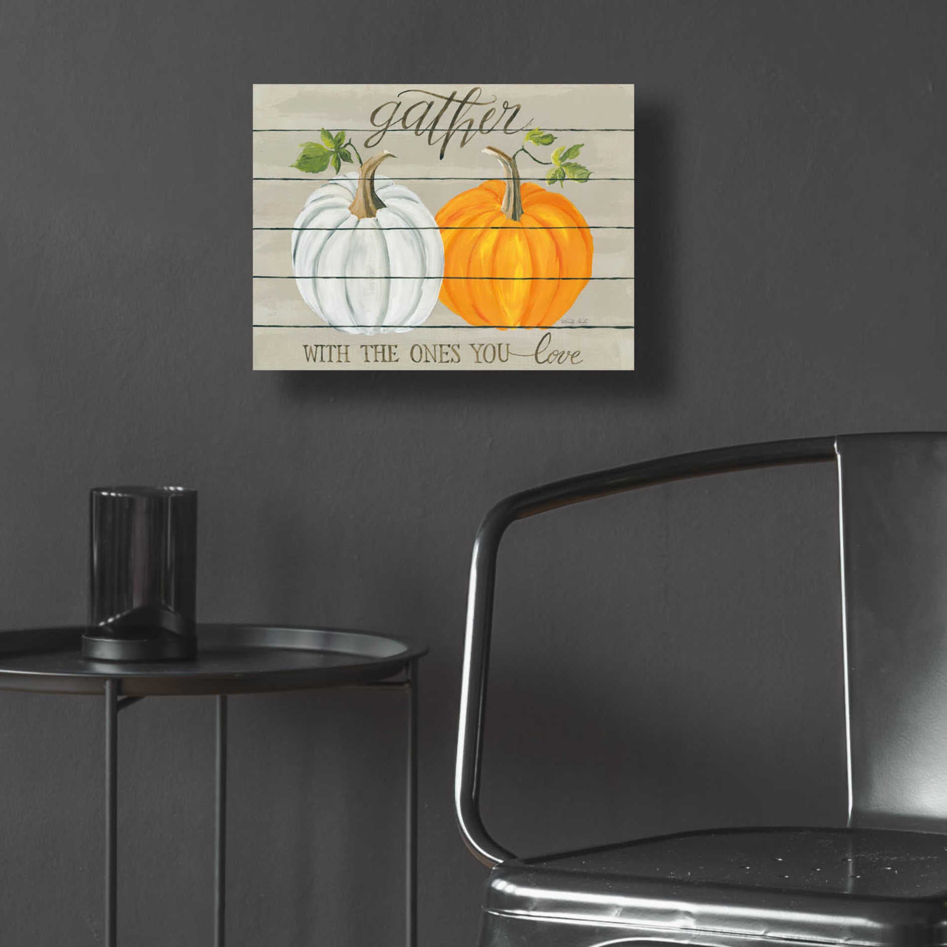 Epic Art 'Gather With The Ones You Love Pumpkins' by Cindy Jacobs, Acrylic Glass Wall Art,16x12