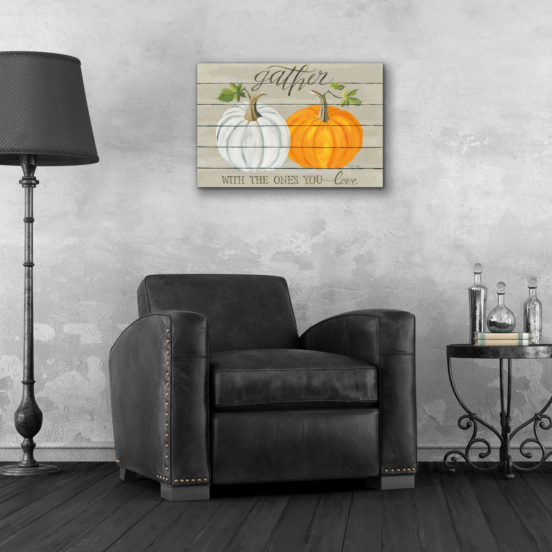 Epic Art 'Gather With The Ones You Love Pumpkins' by Cindy Jacobs, Acrylic Glass Wall Art,24x16