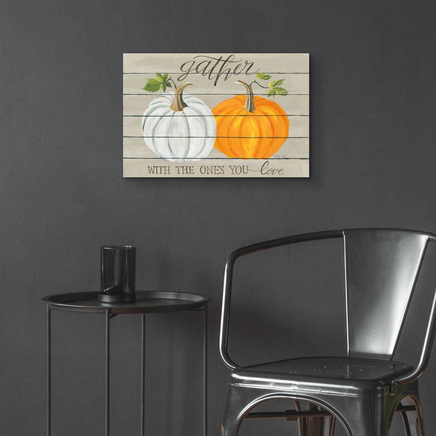 Epic Art 'Gather With The Ones You Love Pumpkins' by Cindy Jacobs, Acrylic Glass Wall Art,24x16