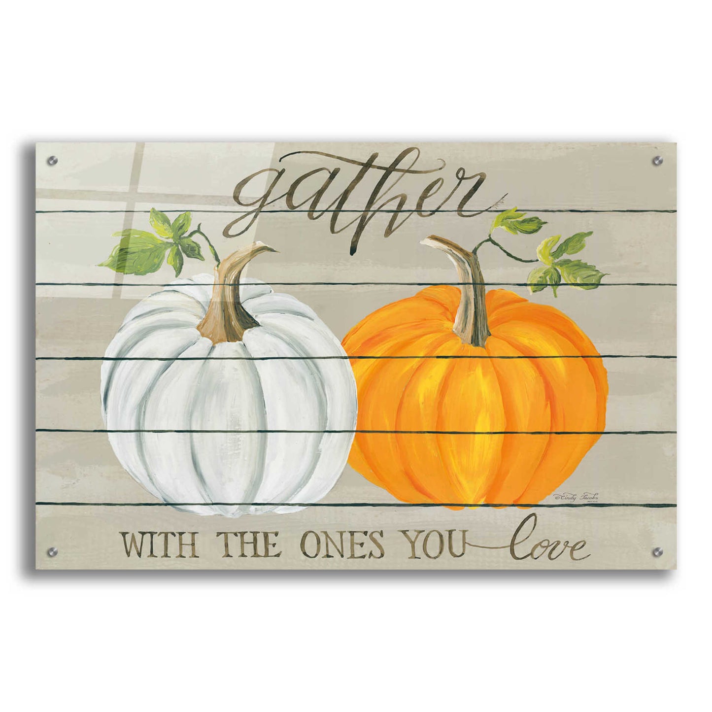 Epic Art 'Gather With The Ones You Love Pumpkins' by Cindy Jacobs, Acrylic Glass Wall Art,36x24