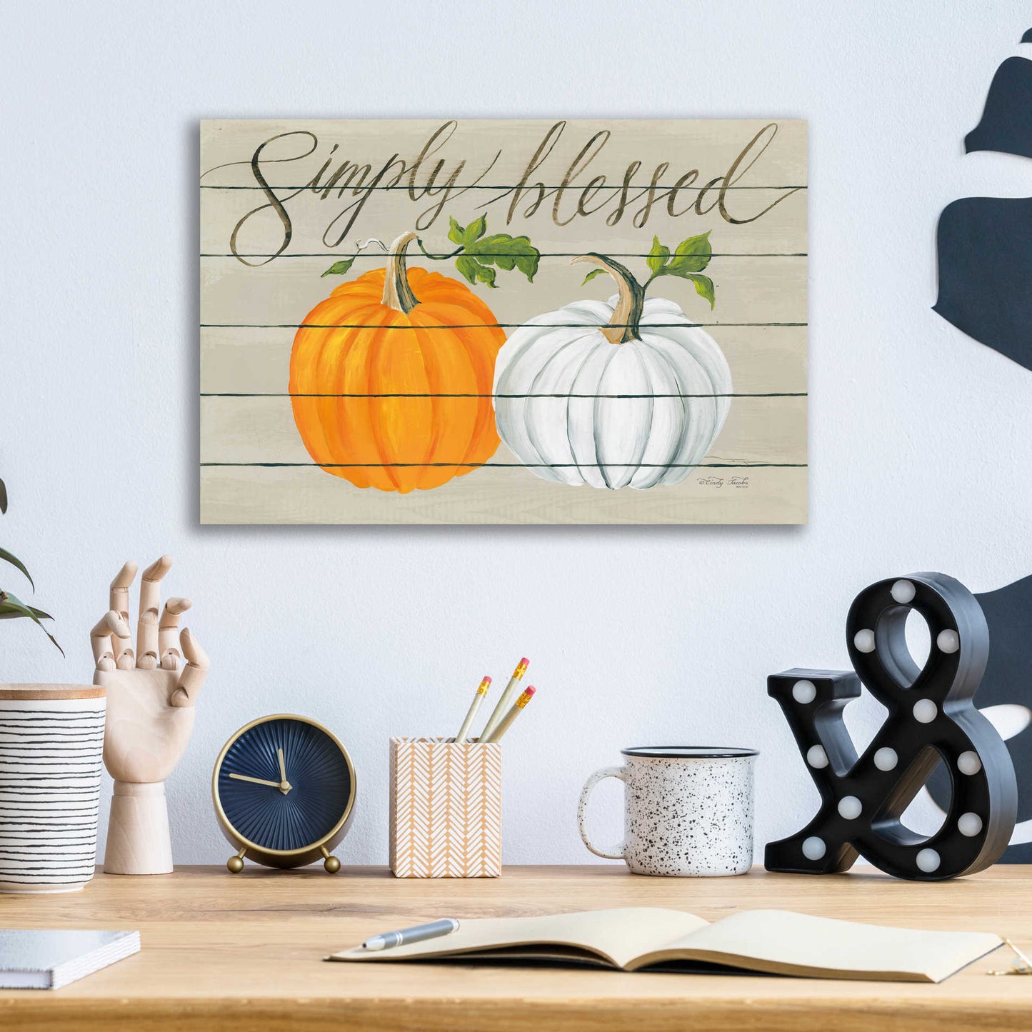 Epic Art 'Simply Blessed Pumpkins' by Cindy Jacobs, Acrylic Glass Wall Art,16x12