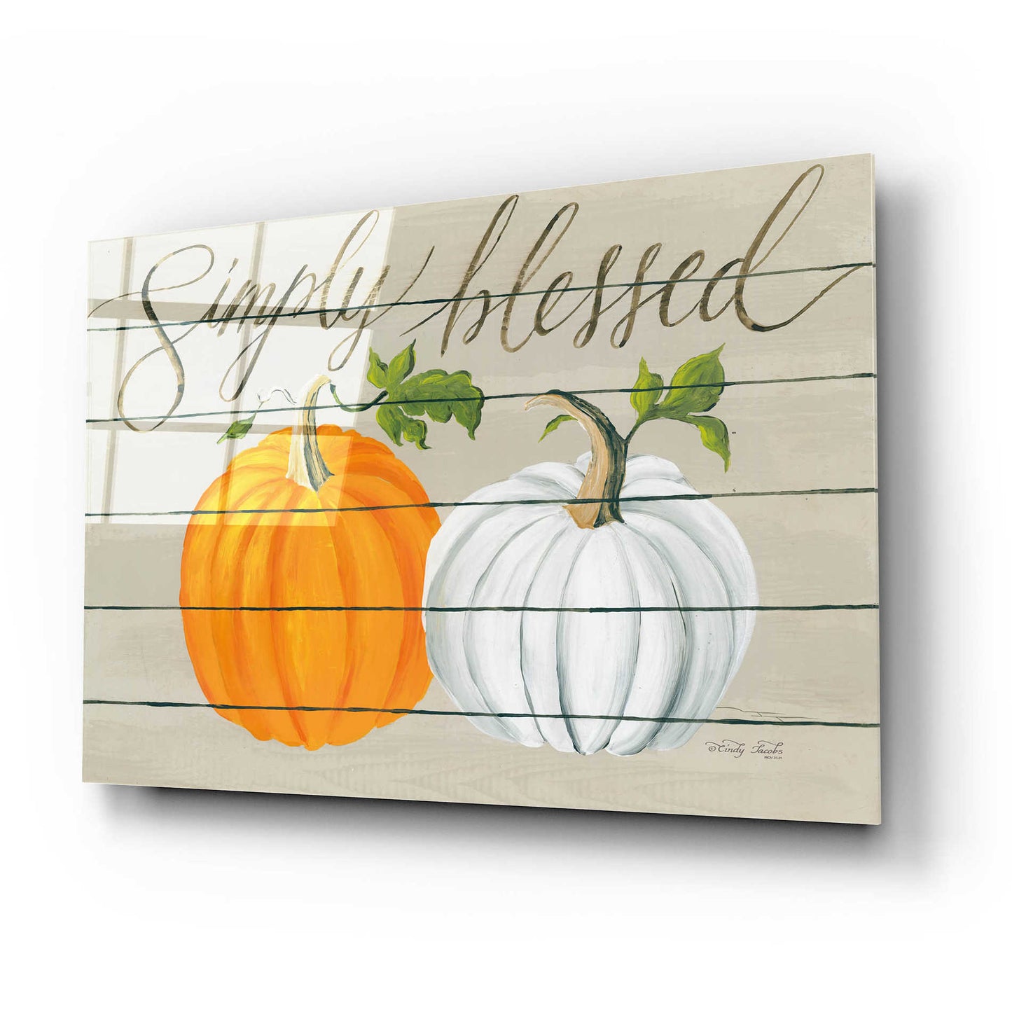 Epic Art 'Simply Blessed Pumpkins' by Cindy Jacobs, Acrylic Glass Wall Art,24x16