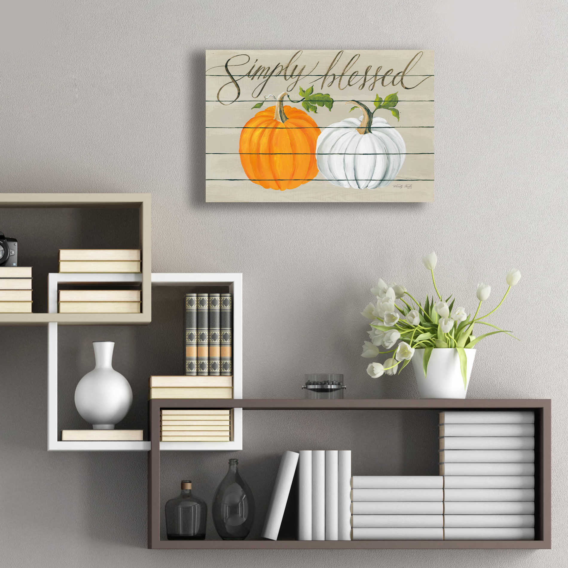 Epic Art 'Simply Blessed Pumpkins' by Cindy Jacobs, Acrylic Glass Wall Art,24x16