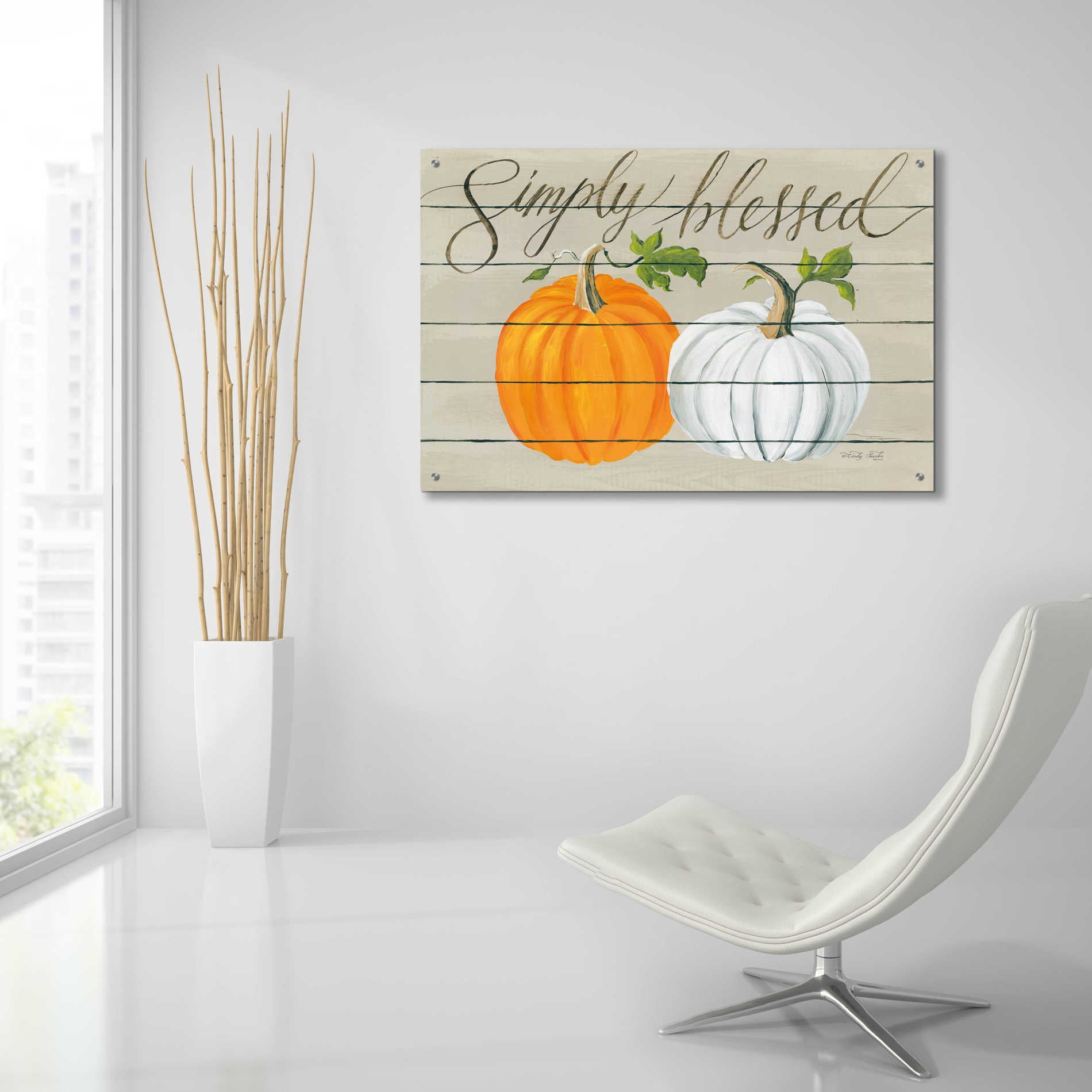 Epic Art 'Simply Blessed Pumpkins' by Cindy Jacobs, Acrylic Glass Wall Art,36x24