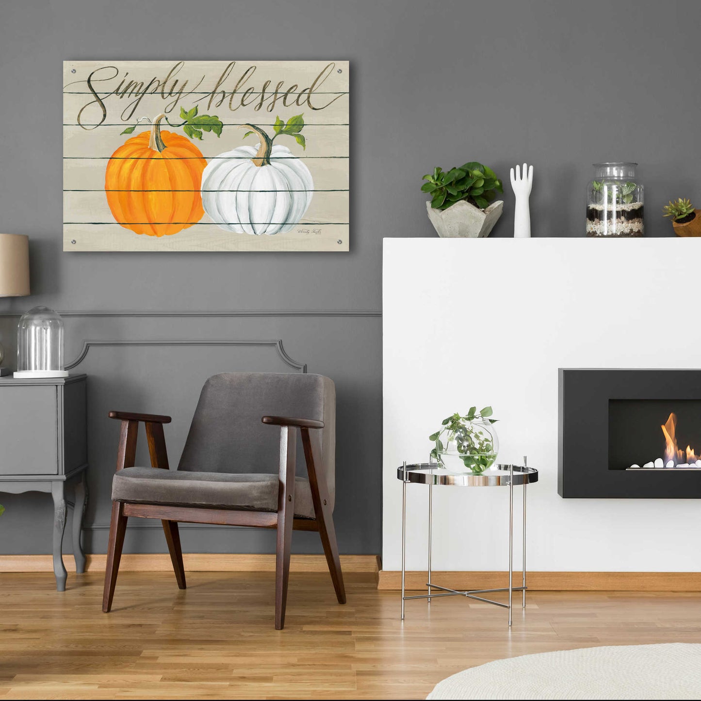 Epic Art 'Simply Blessed Pumpkins' by Cindy Jacobs, Acrylic Glass Wall Art,36x24