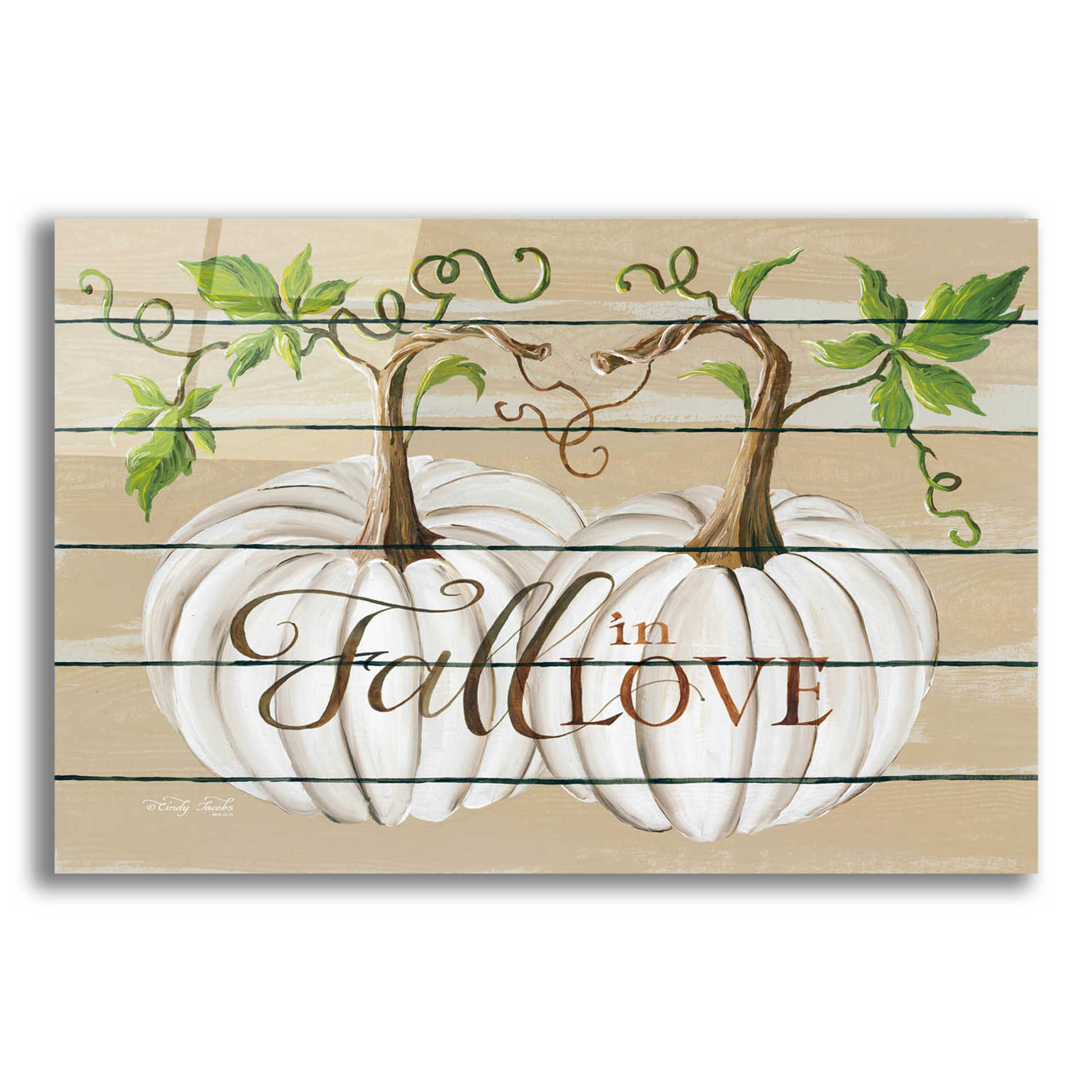 Epic Art 'Fall in Love' by Cindy Jacobs, Acrylic Glass Wall Art,16x12