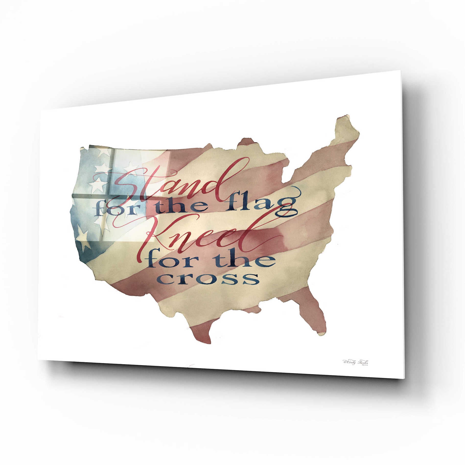 Epic Art 'USA Stand for the Flag' by Cindy Jacobs, Acrylic Glass Wall Art,16x12