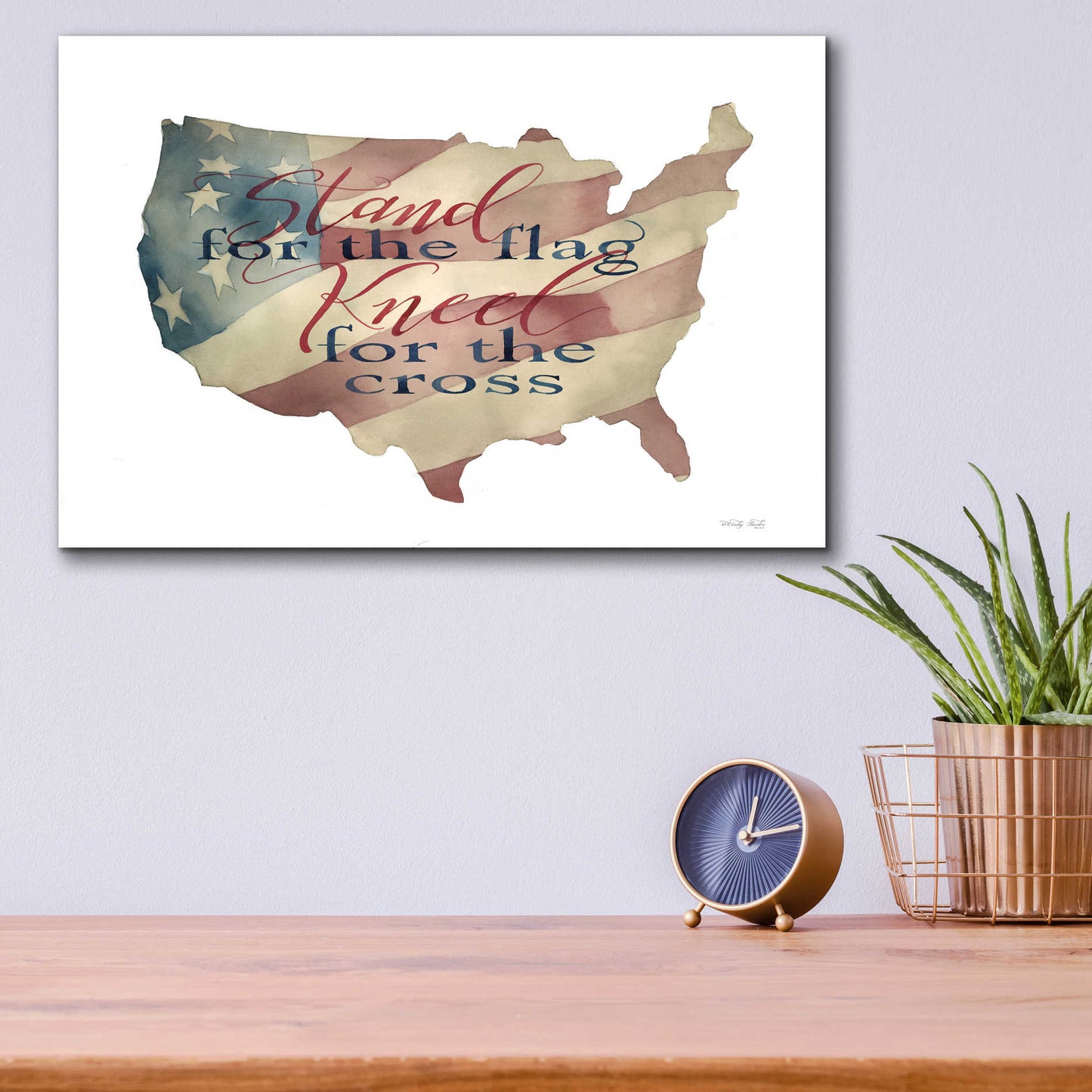 Epic Art 'USA Stand for the Flag' by Cindy Jacobs, Acrylic Glass Wall Art,16x12