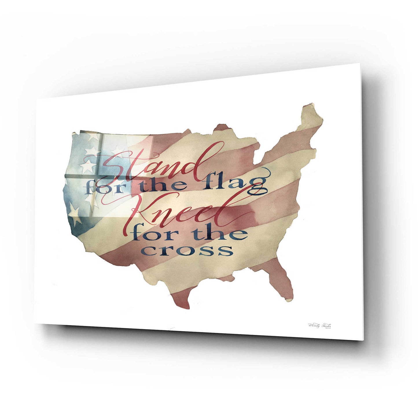 Epic Art 'USA Stand for the Flag' by Cindy Jacobs, Acrylic Glass Wall Art,24x16