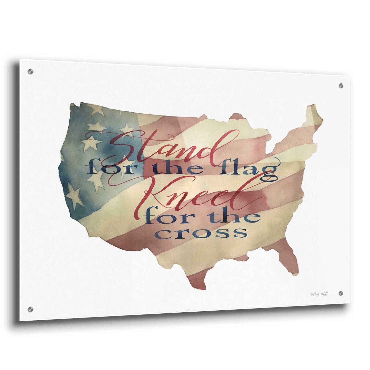 Epic Art 'USA Stand for the Flag' by Cindy Jacobs, Acrylic Glass Wall Art,36x24