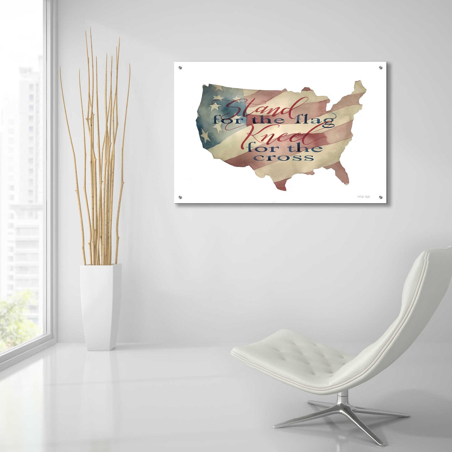 Epic Art 'USA Stand for the Flag' by Cindy Jacobs, Acrylic Glass Wall Art,36x24