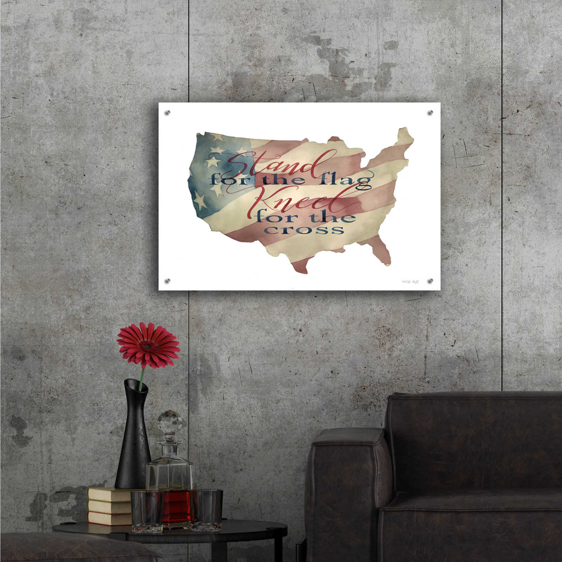 Epic Art 'USA Stand for the Flag' by Cindy Jacobs, Acrylic Glass Wall Art,36x24