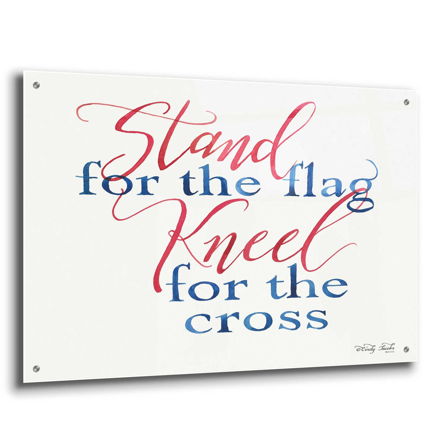 Epic Art 'Stand for the Flag' by Cindy Jacobs, Acrylic Glass Wall Art,36x24