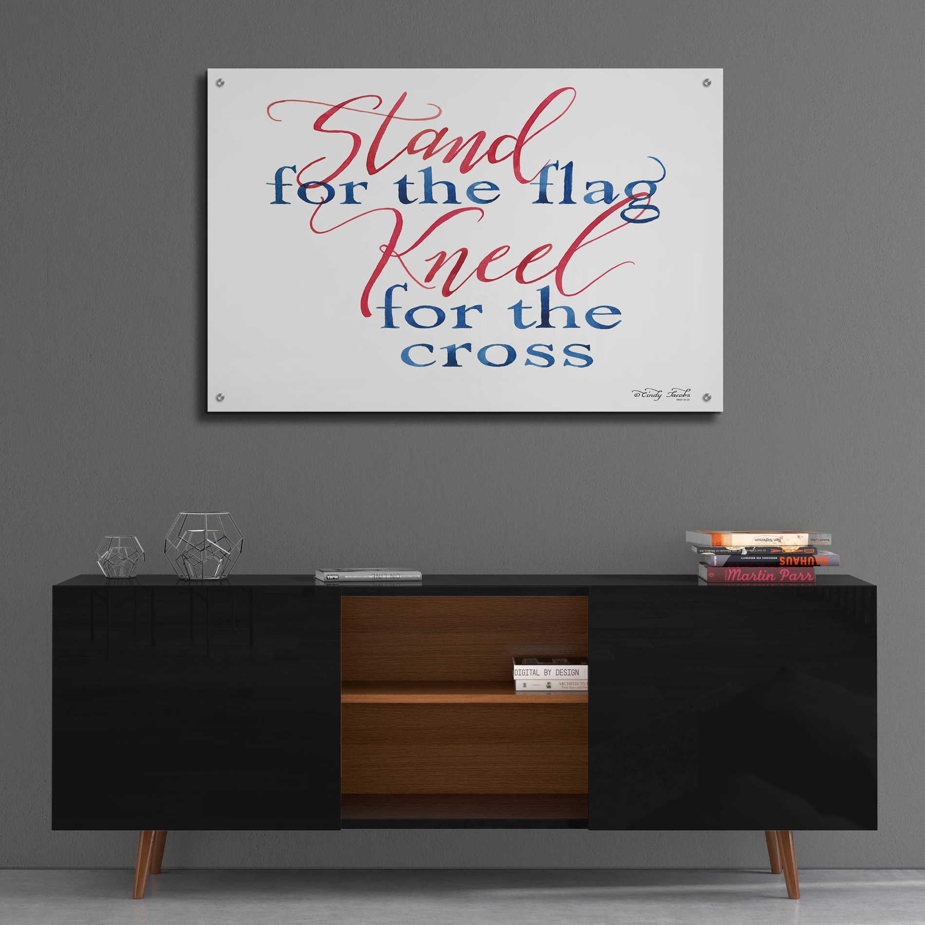 Epic Art 'Stand for the Flag' by Cindy Jacobs, Acrylic Glass Wall Art,36x24