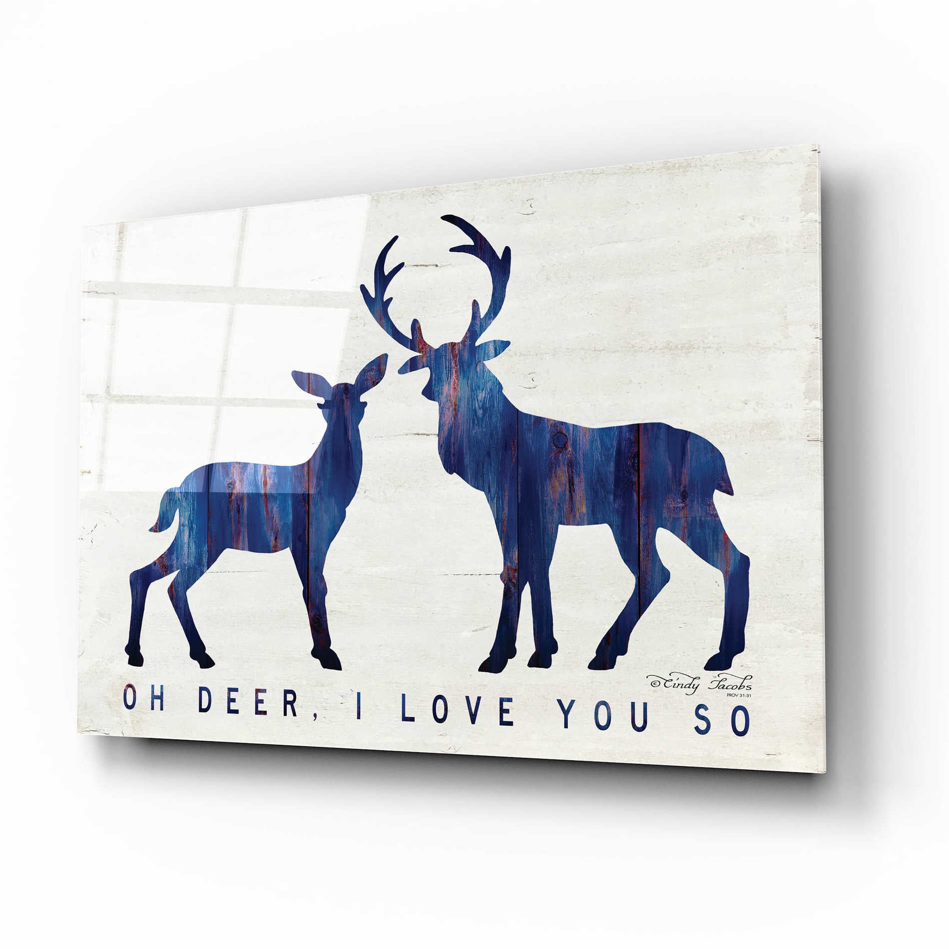 Epic Art 'Oh Deer, I Love You So' by Cindy Jacobs, Acrylic Glass Wall Art,16x12