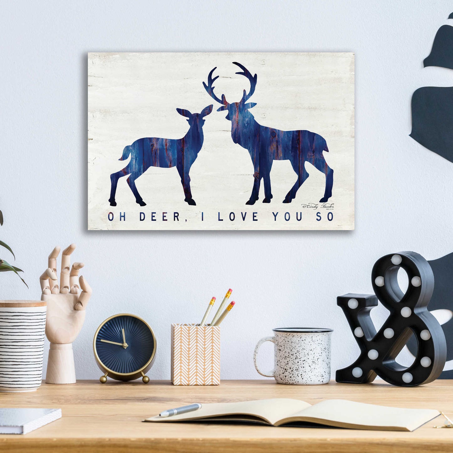 Epic Art 'Oh Deer, I Love You So' by Cindy Jacobs, Acrylic Glass Wall Art,16x12