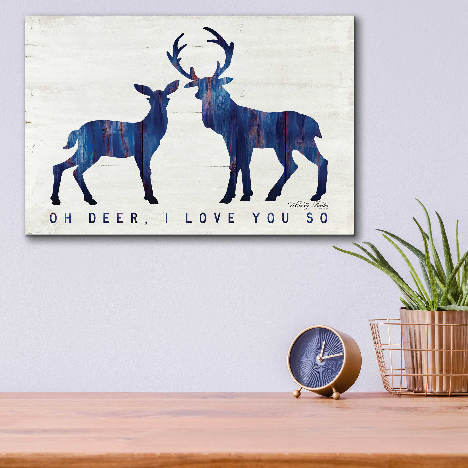 Epic Art 'Oh Deer, I Love You So' by Cindy Jacobs, Acrylic Glass Wall Art,16x12