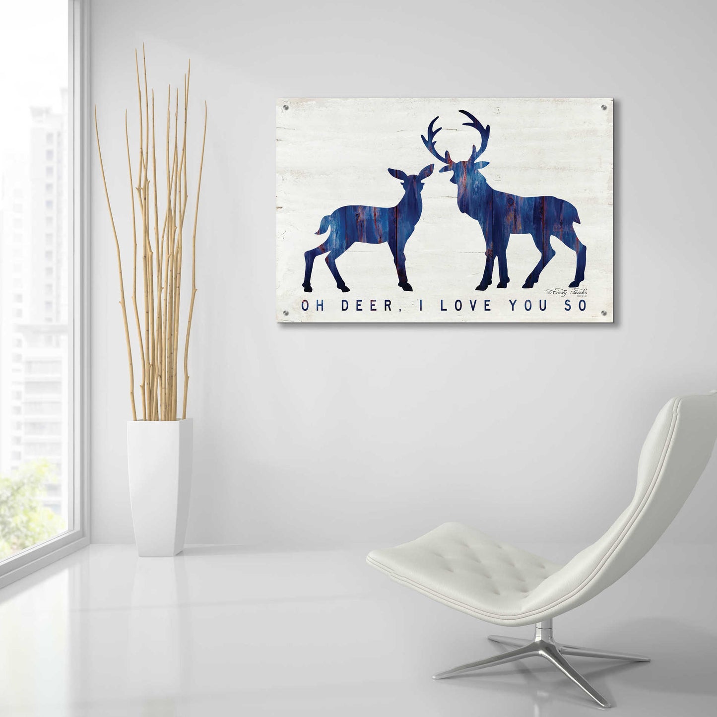 Epic Art 'Oh Deer, I Love You So' by Cindy Jacobs, Acrylic Glass Wall Art,36x24