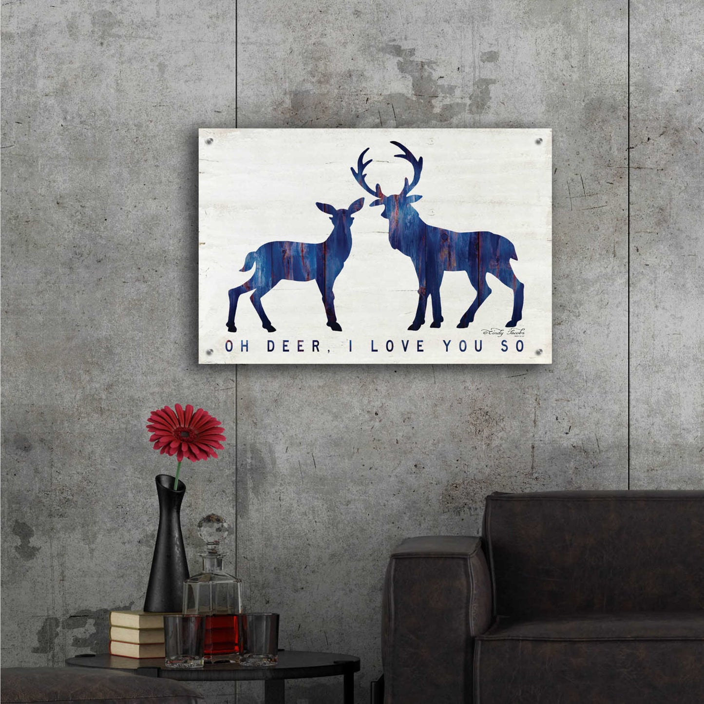 Epic Art 'Oh Deer, I Love You So' by Cindy Jacobs, Acrylic Glass Wall Art,36x24