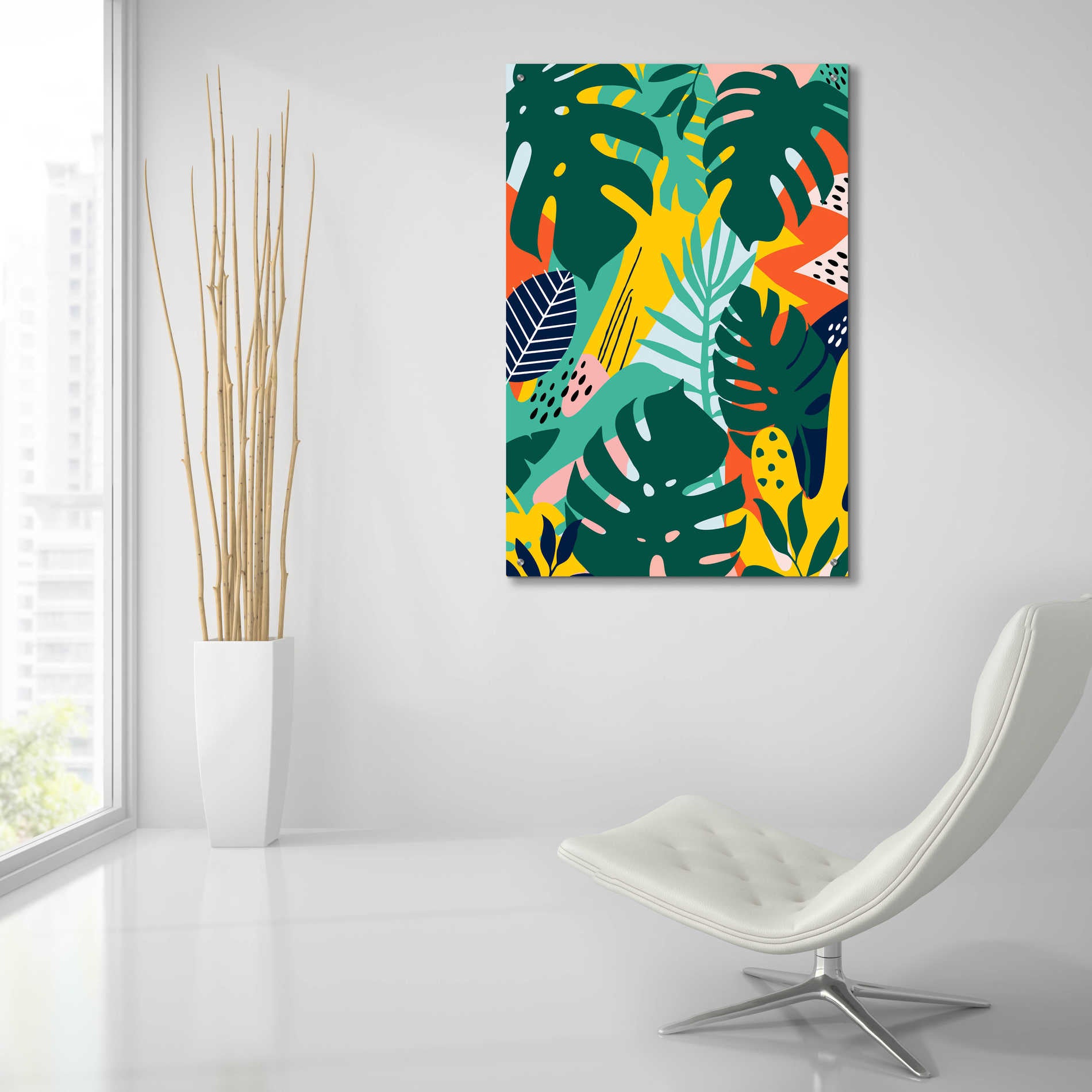 Epic Art 'Tropical Leaves One' by Ayse, Acrylic Glass Wall Art,24x36