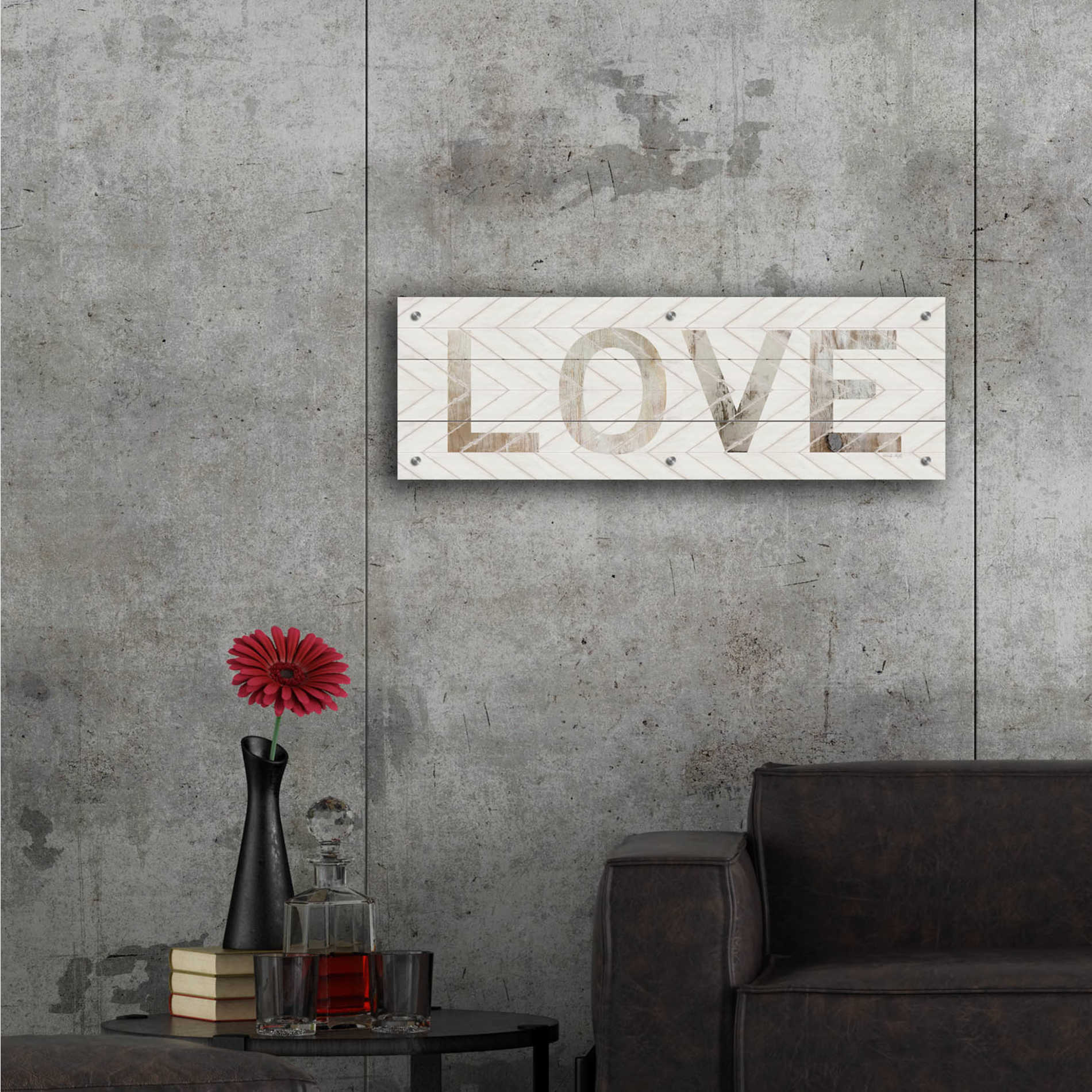 Epic Art 'Love Chevron' by Cindy Jacobs, Acrylic Glass Wall Art,36x12