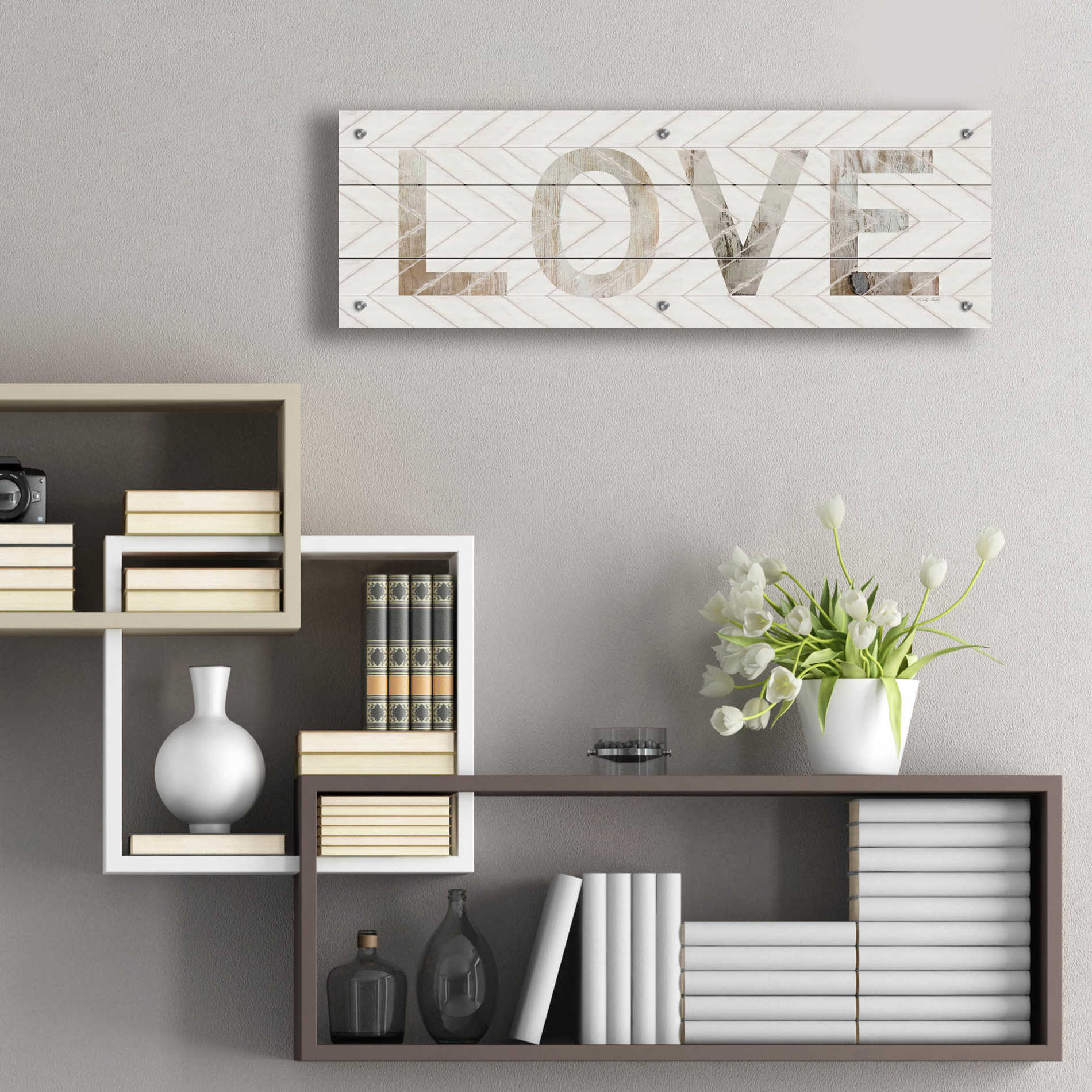 Epic Art 'Love Chevron' by Cindy Jacobs, Acrylic Glass Wall Art,36x12