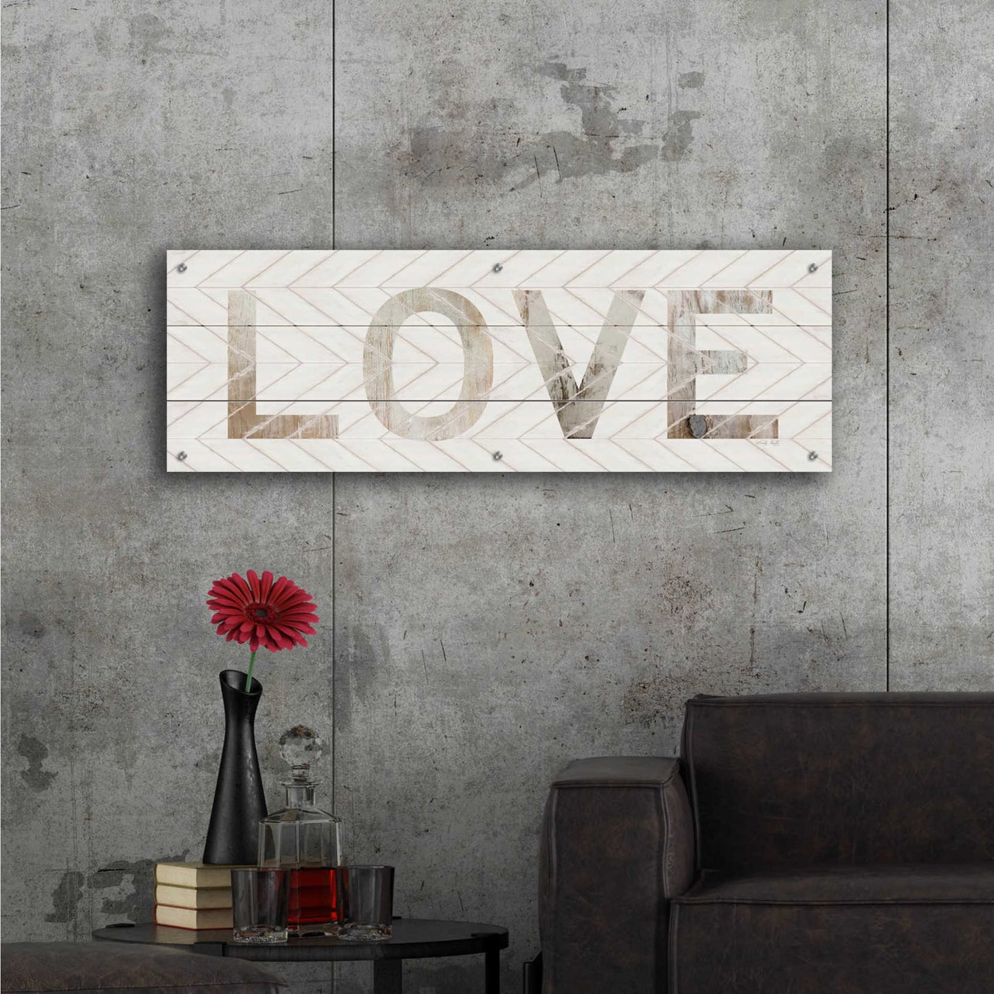 Epic Art 'Love Chevron' by Cindy Jacobs, Acrylic Glass Wall Art,48x16