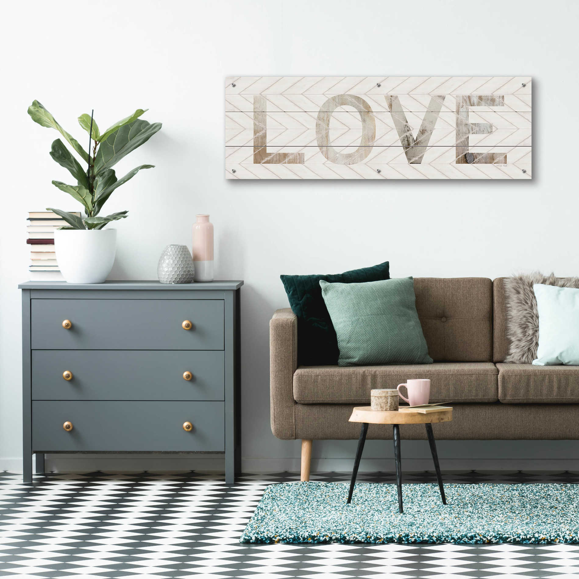 Epic Art 'Love Chevron' by Cindy Jacobs, Acrylic Glass Wall Art,48x16