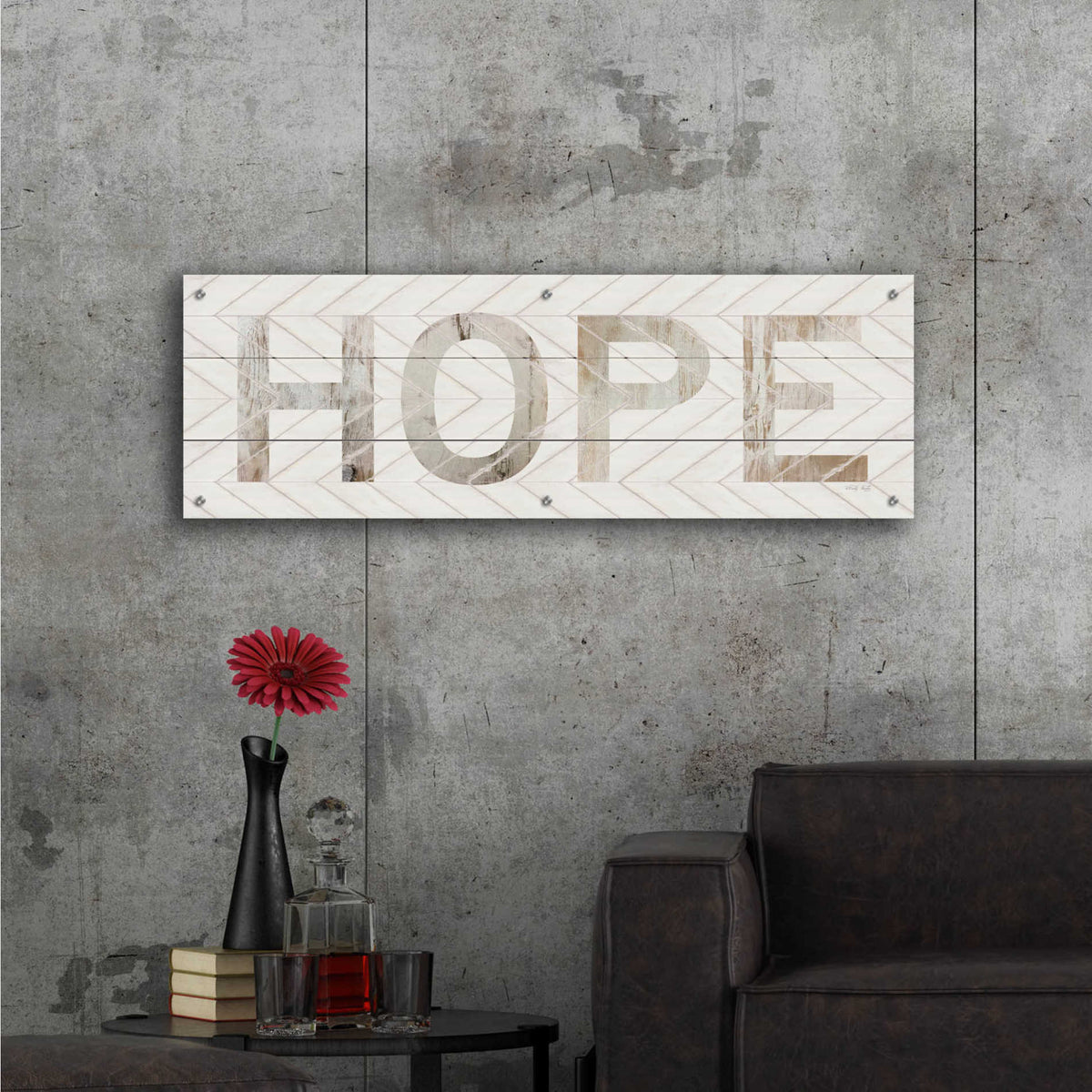 Epic Art 'Hope Chevron' by Cindy Jacobs, Acrylic Glass Wall Art,48x16