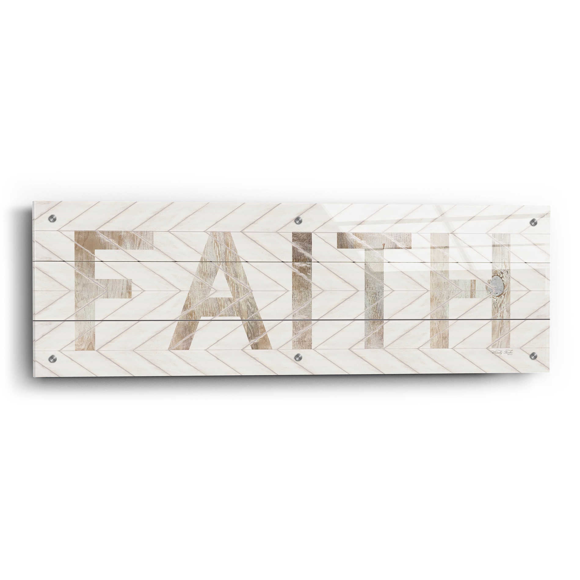 Epic Art 'Faith Chevron' by Cindy Jacobs, Acrylic Glass Wall Art,36x12