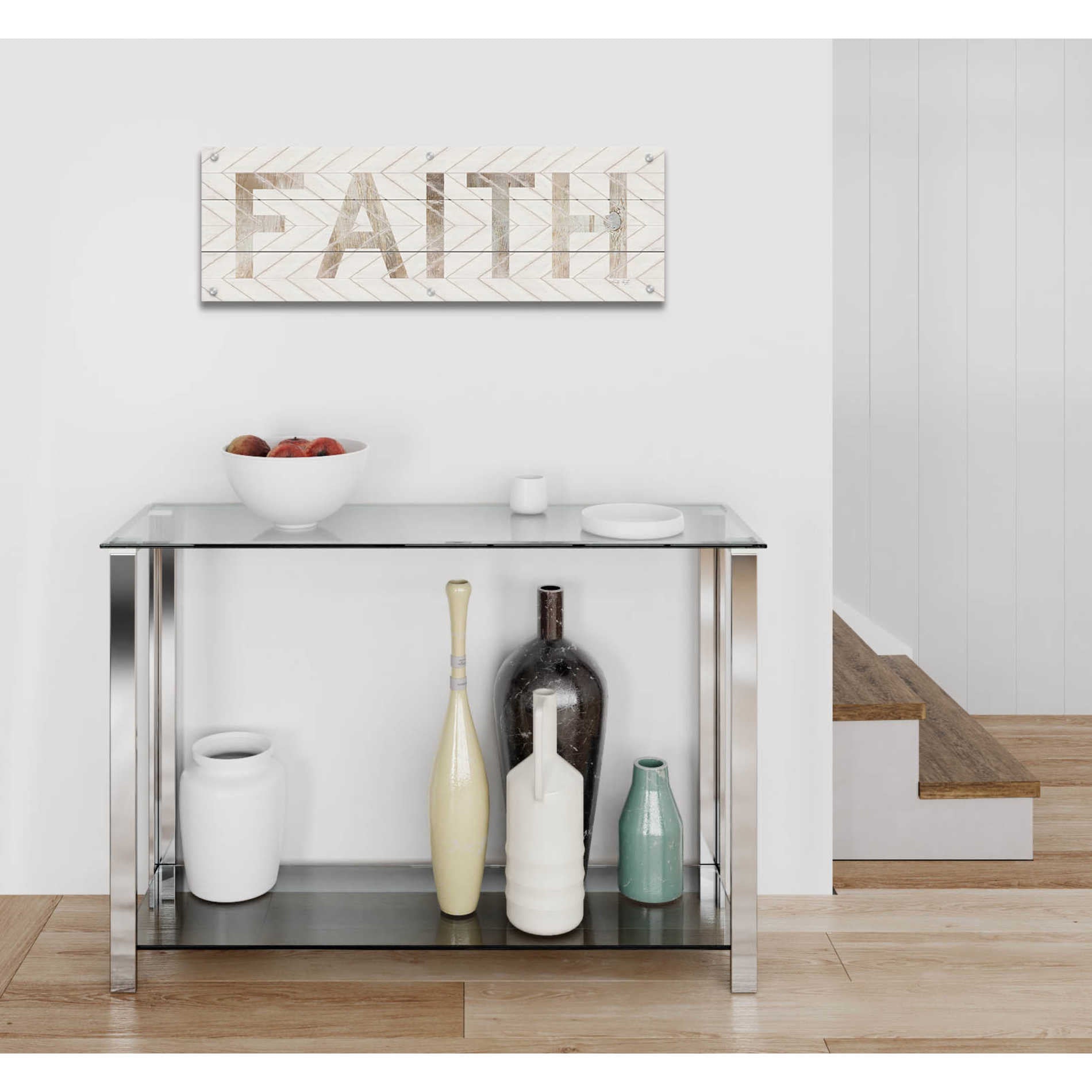 Epic Art 'Faith Chevron' by Cindy Jacobs, Acrylic Glass Wall Art,36x12