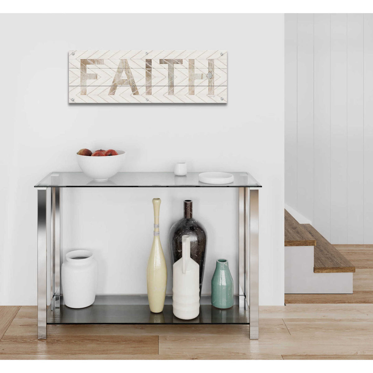 Epic Art 'Faith Chevron' by Cindy Jacobs, Acrylic Glass Wall Art,36x12