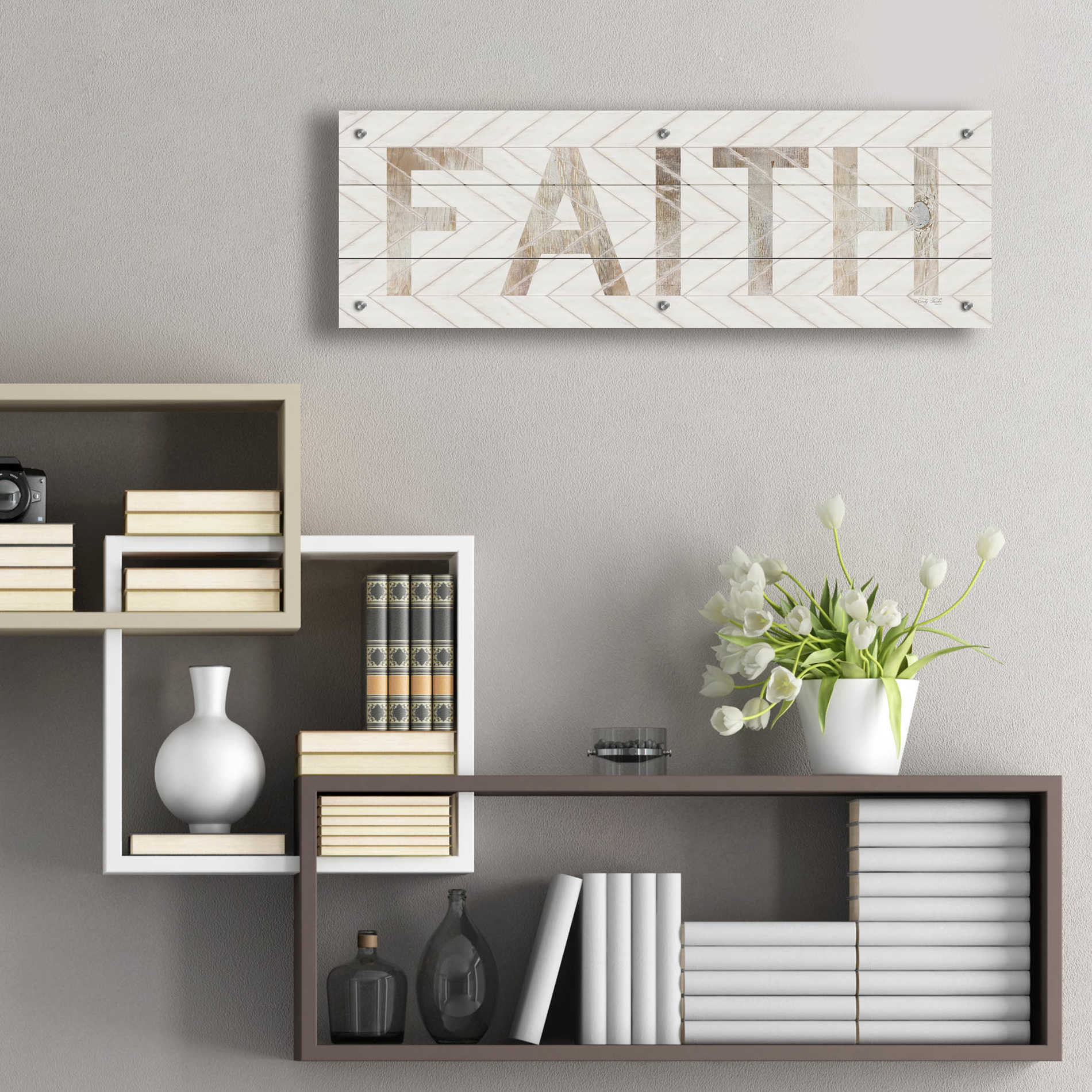 Epic Art 'Faith Chevron' by Cindy Jacobs, Acrylic Glass Wall Art,36x12