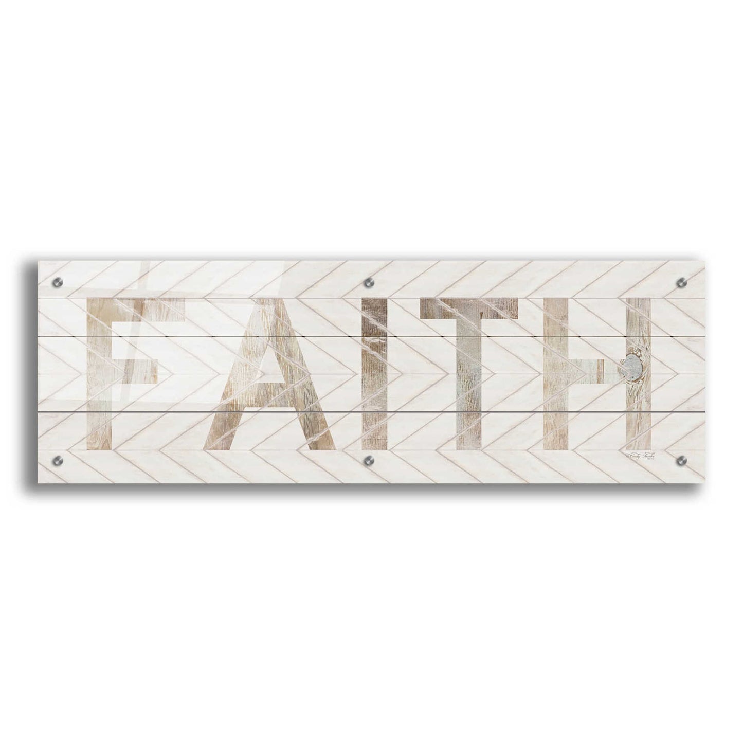 Epic Art 'Faith Chevron' by Cindy Jacobs, Acrylic Glass Wall Art,36x12