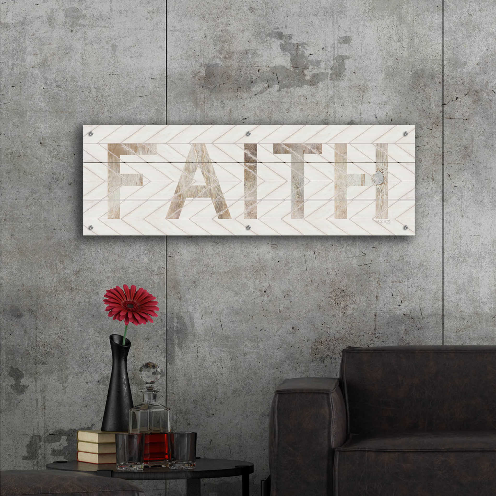 Epic Art 'Faith Chevron' by Cindy Jacobs, Acrylic Glass Wall Art,48x16