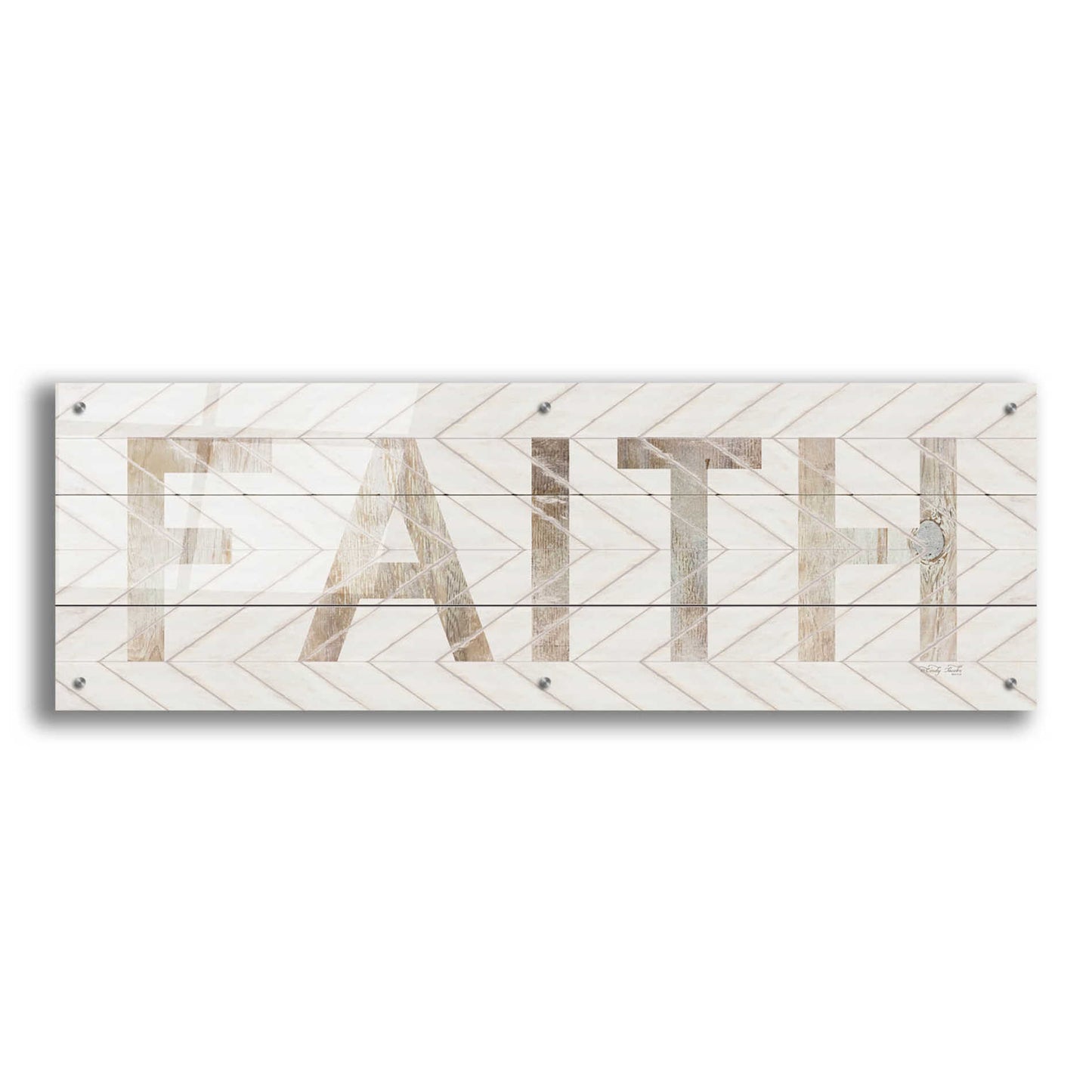 Epic Art 'Faith Chevron' by Cindy Jacobs, Acrylic Glass Wall Art,48x16