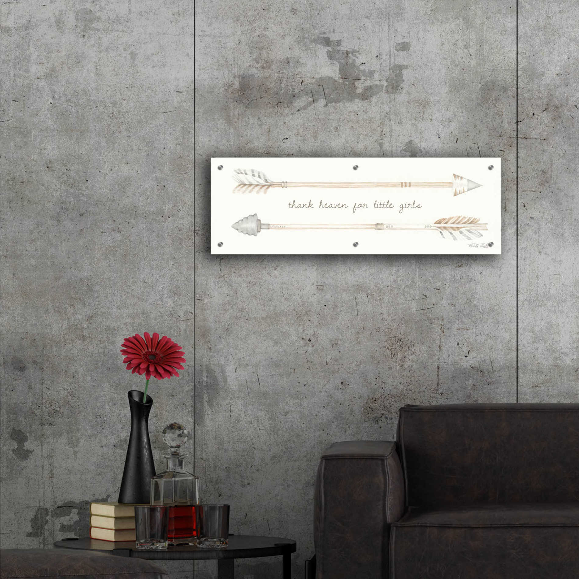 Epic Art 'Arrows - Thank Heaven for Little Girls' by Cindy Jacobs, Acrylic Glass Wall Art,36x12