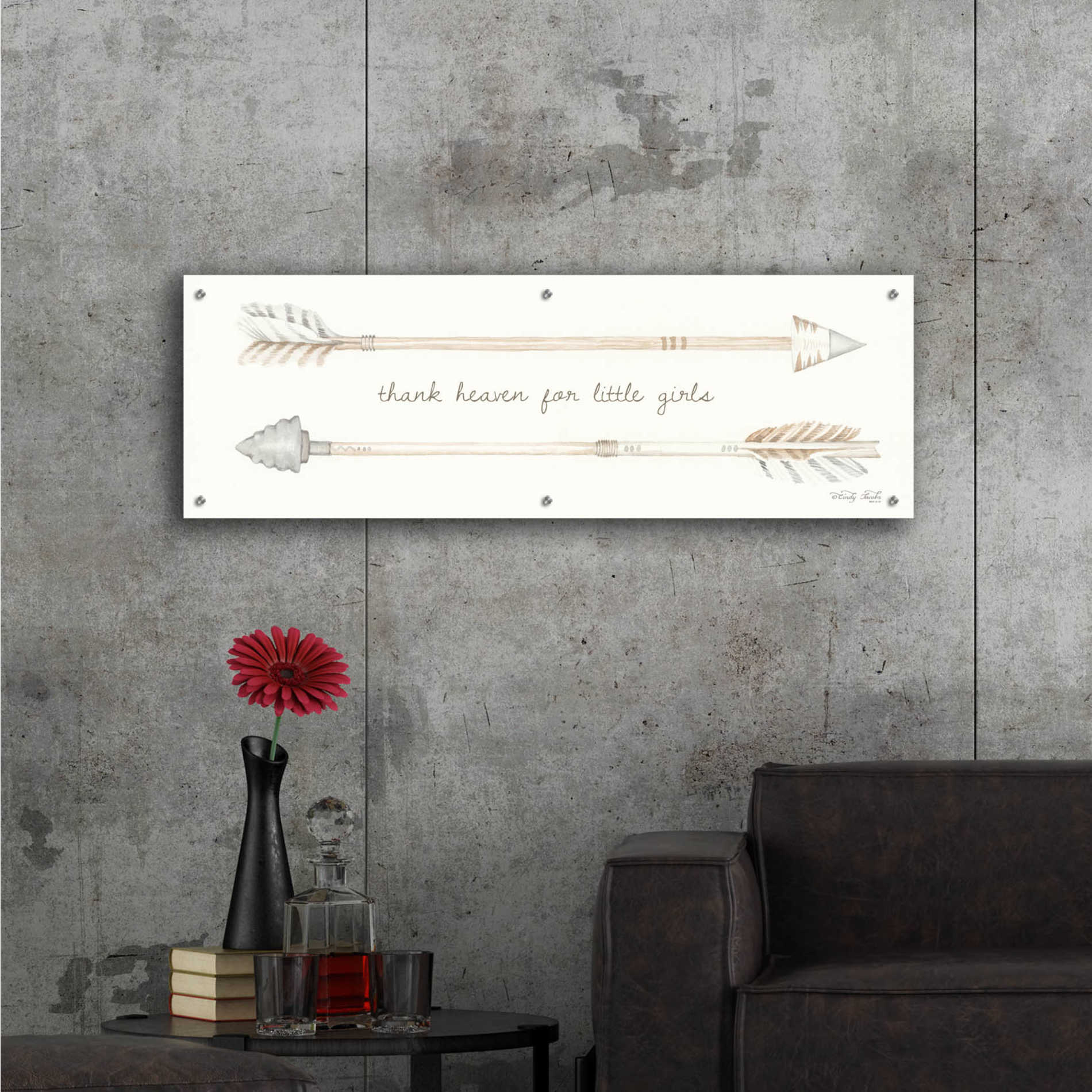 Epic Art 'Arrows - Thank Heaven for Little Girls' by Cindy Jacobs, Acrylic Glass Wall Art,48x16