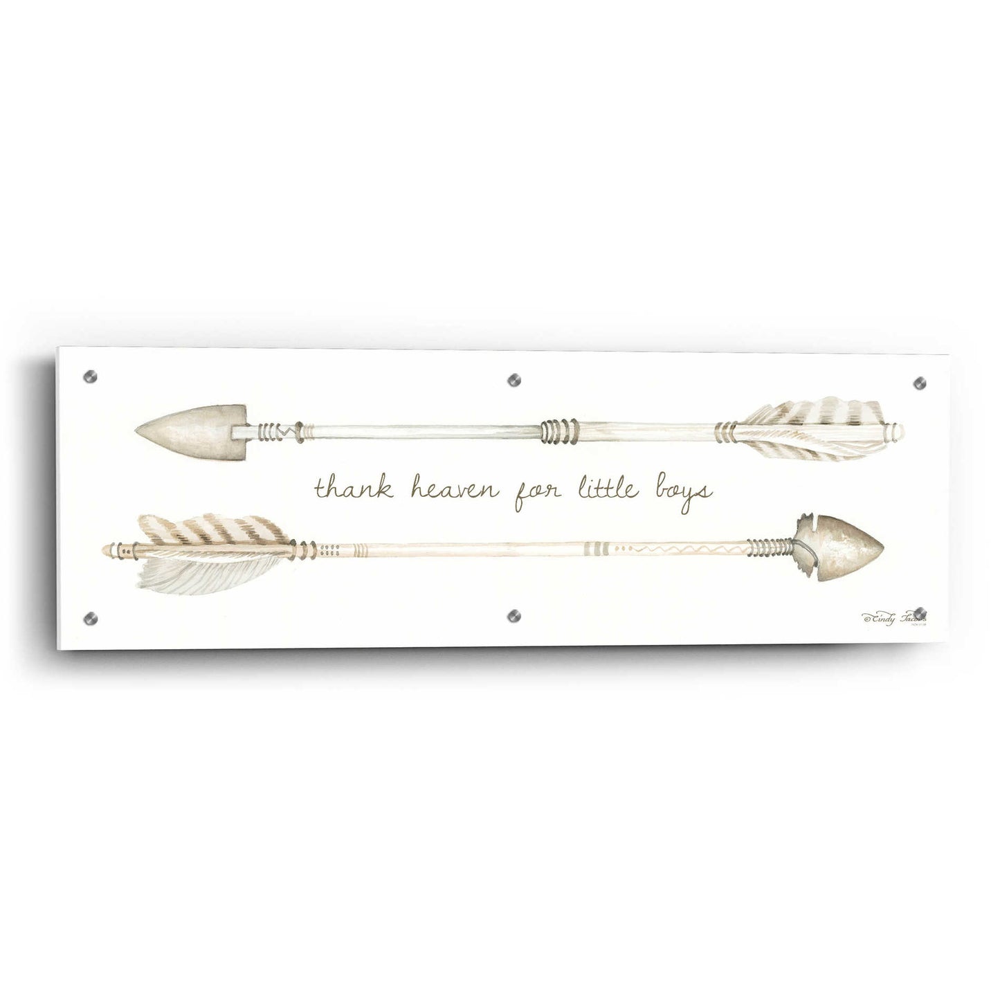 Epic Art 'Arrows - Thank Heaven for Little Boys' by Cindy Jacobs, Acrylic Glass Wall Art,36x12