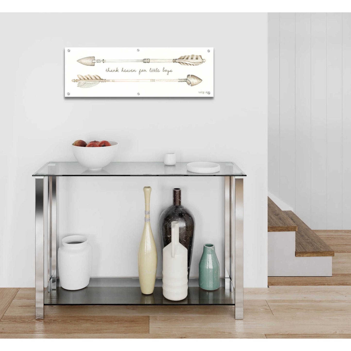 Epic Art 'Arrows - Thank Heaven for Little Boys' by Cindy Jacobs, Acrylic Glass Wall Art,36x12