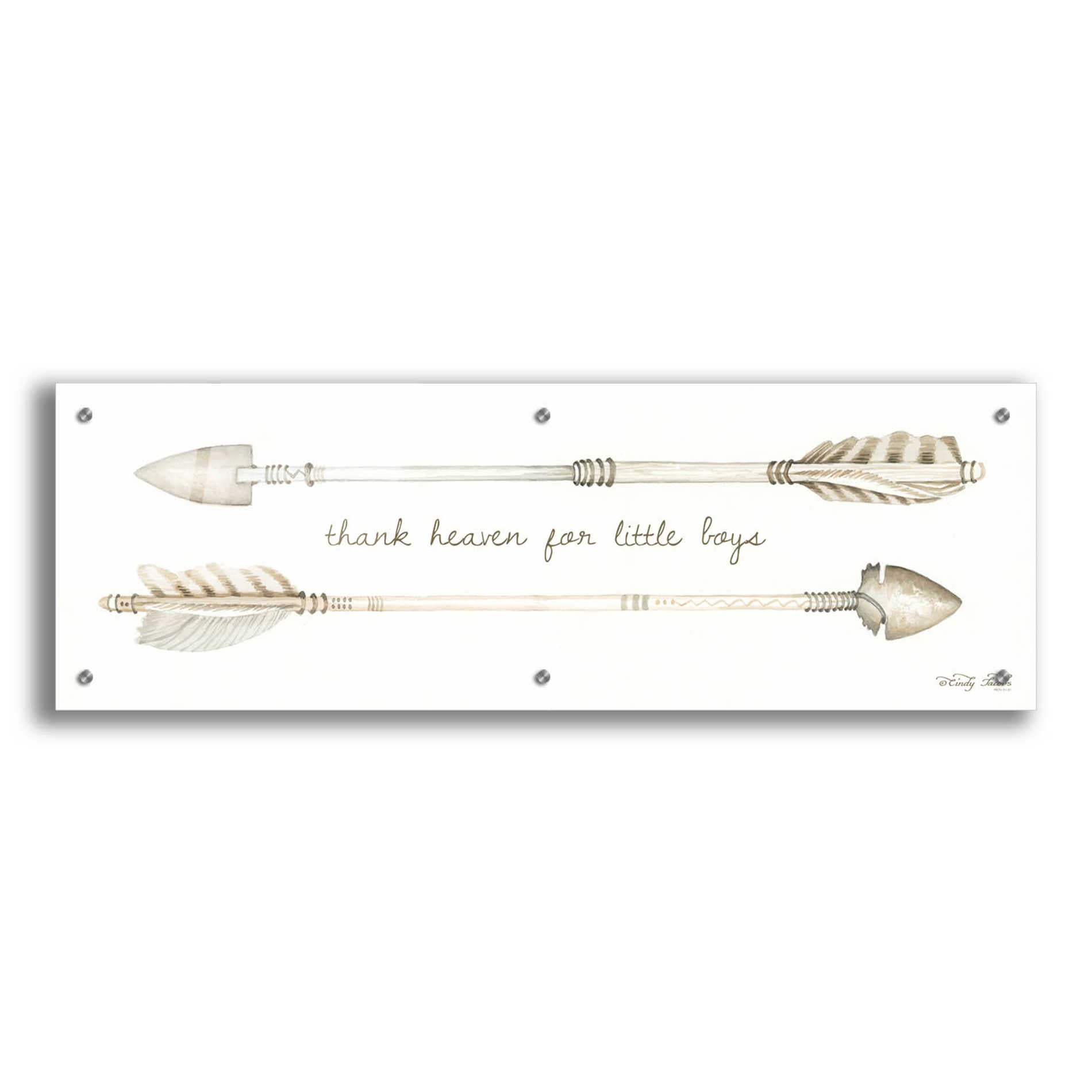 Epic Art 'Arrows - Thank Heaven for Little Boys' by Cindy Jacobs, Acrylic Glass Wall Art,36x12