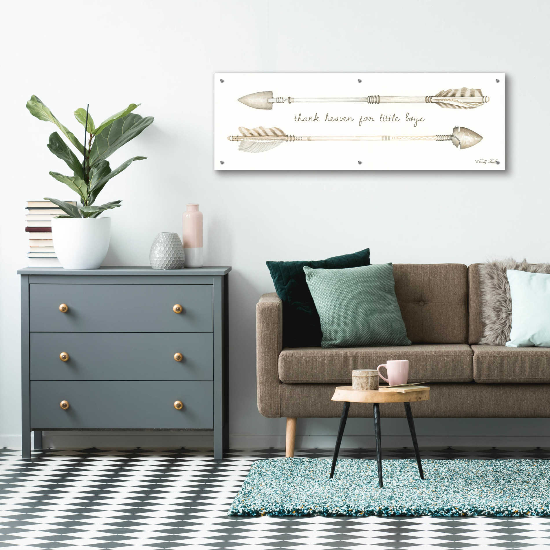 Epic Art 'Arrows - Thank Heaven for Little Boys' by Cindy Jacobs, Acrylic Glass Wall Art,48x16