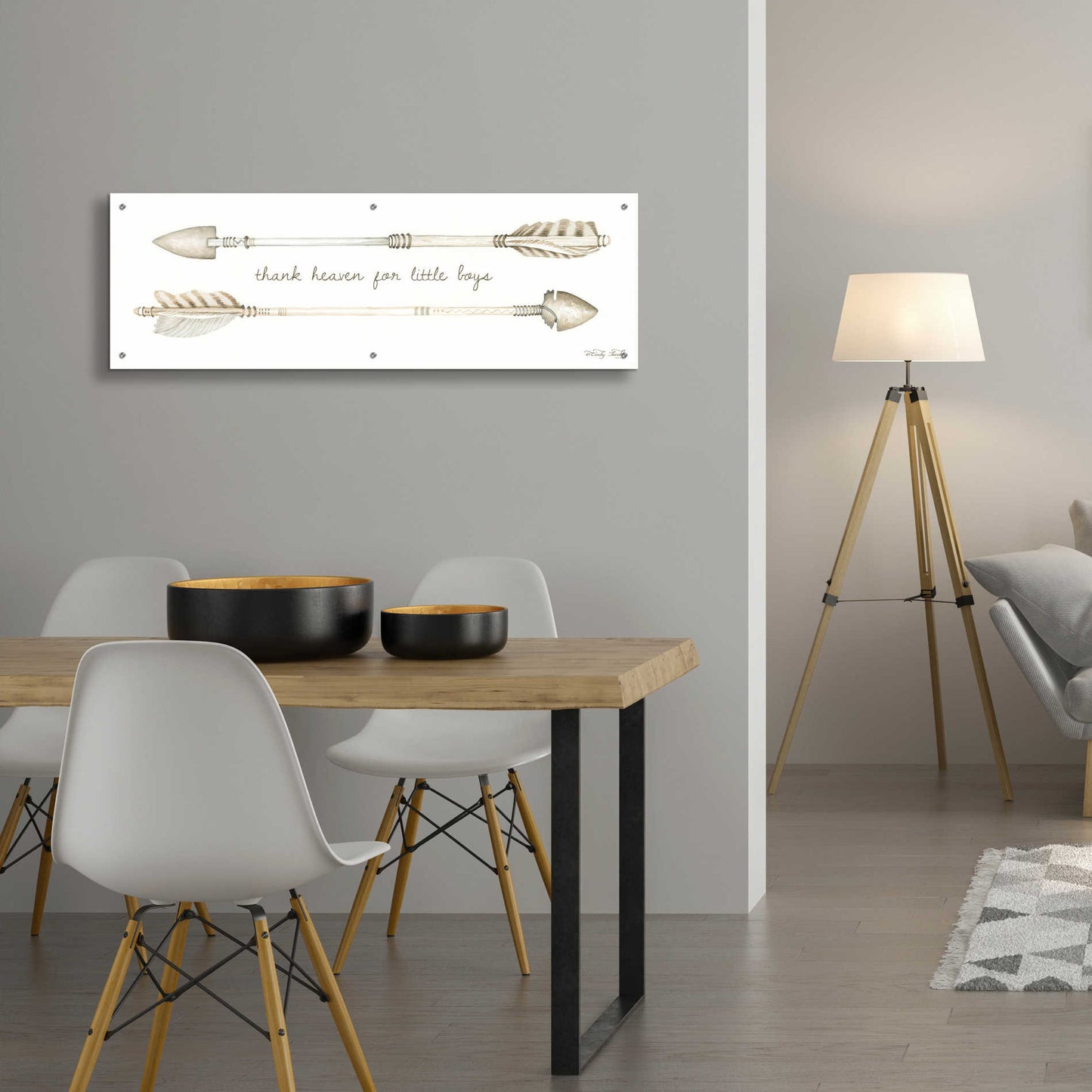 Epic Art 'Arrows - Thank Heaven for Little Boys' by Cindy Jacobs, Acrylic Glass Wall Art,48x16