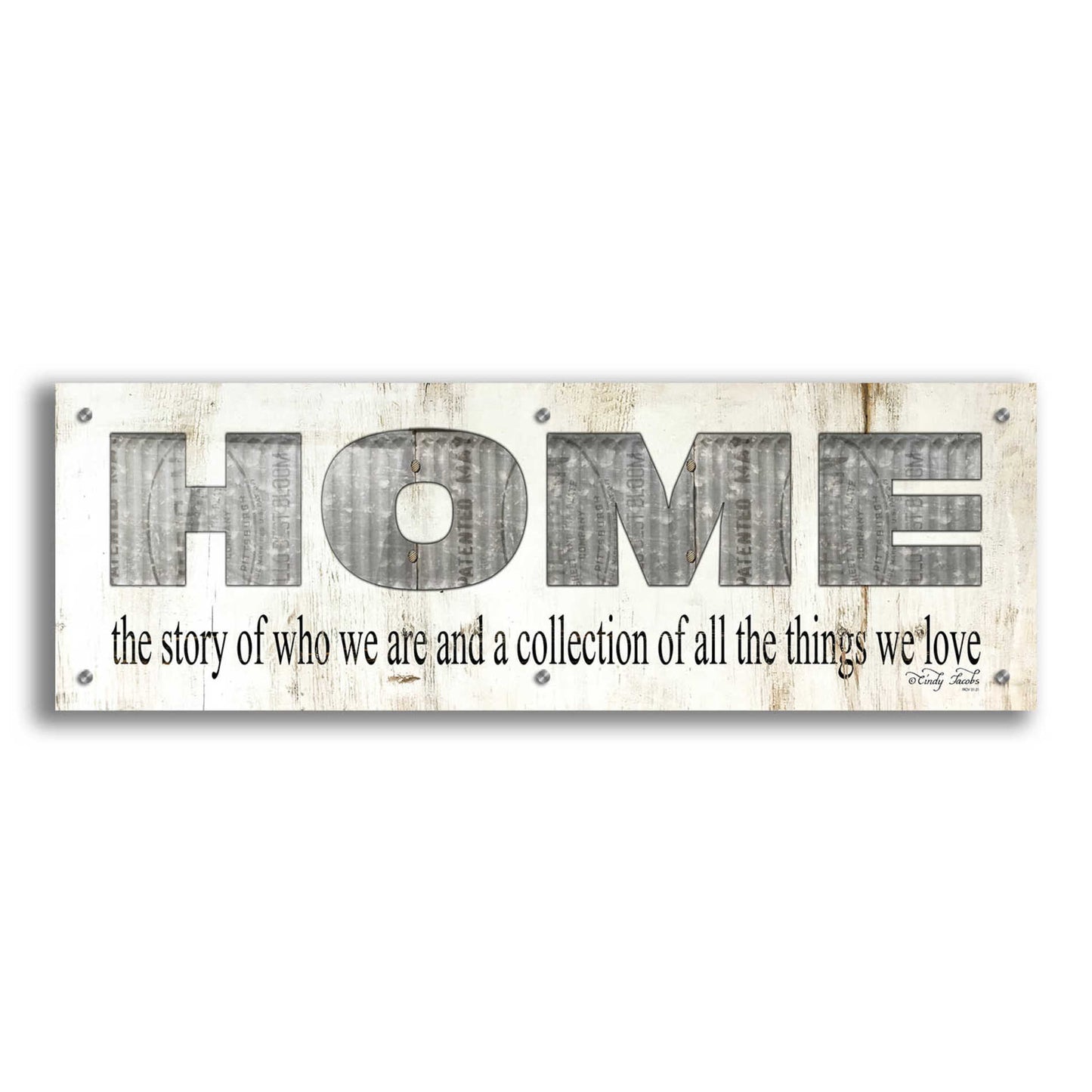Epic Art 'Home - A Story of Who We Are Sign' by Cindy Jacobs, Acrylic Glass Wall Art,36x12