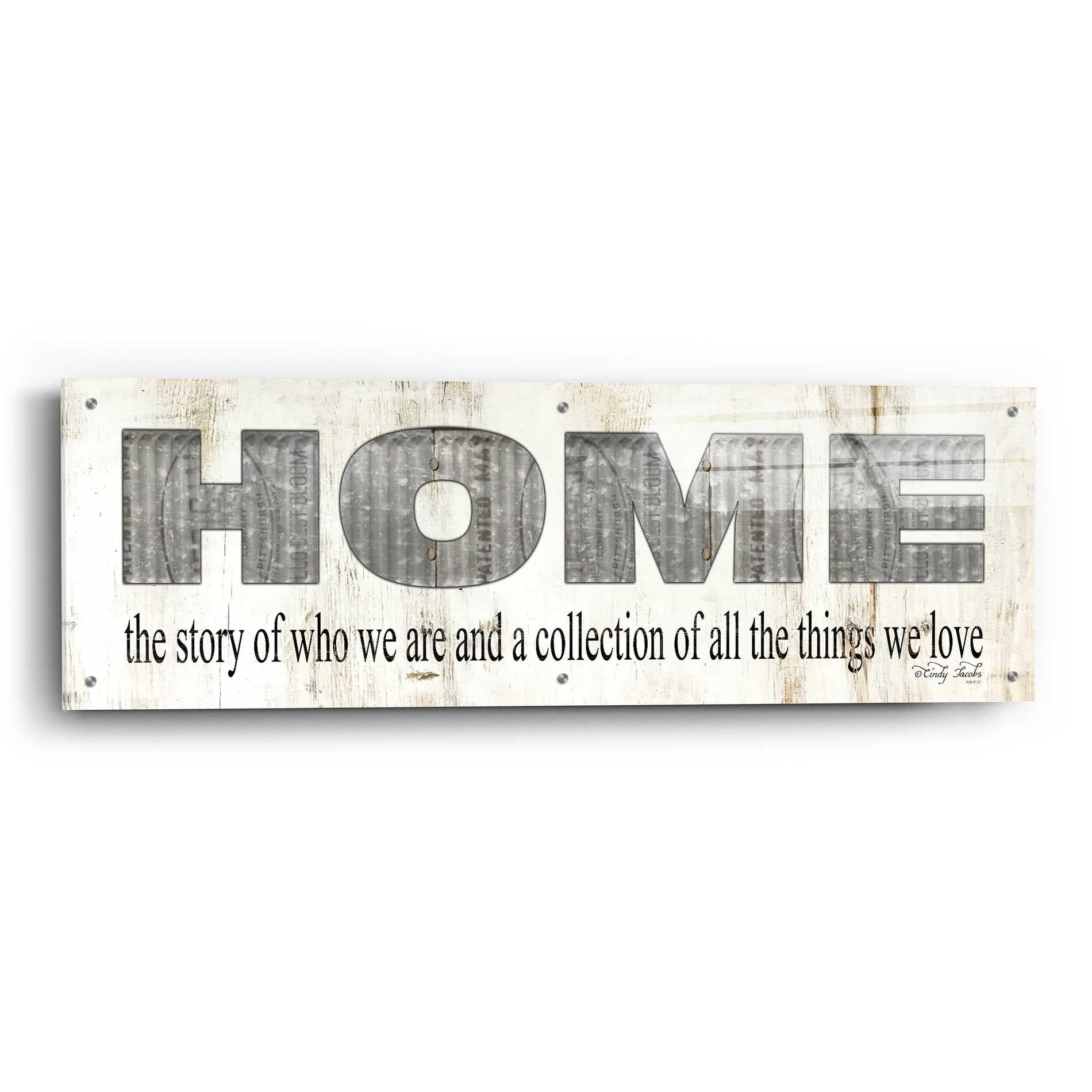 Epic Art 'Home - A Story of Who We Are Sign' by Cindy Jacobs, Acrylic Glass Wall Art,48x16