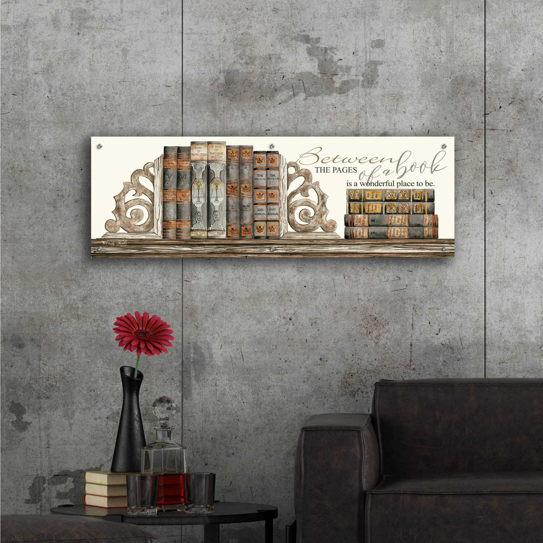 Epic Art 'Between the Pages of a Book' by Cindy Jacobs, Acrylic Glass Wall Art,48x16