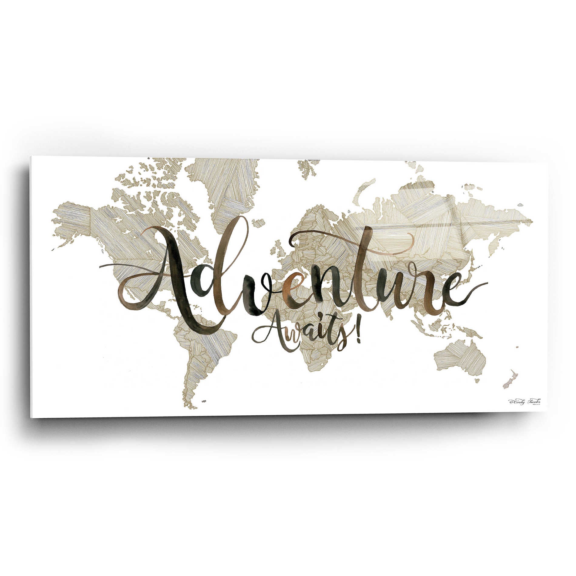 Epic Art 'Adventure Awaits' by Cindy Jacobs, Acrylic Glass Wall Art,24x12