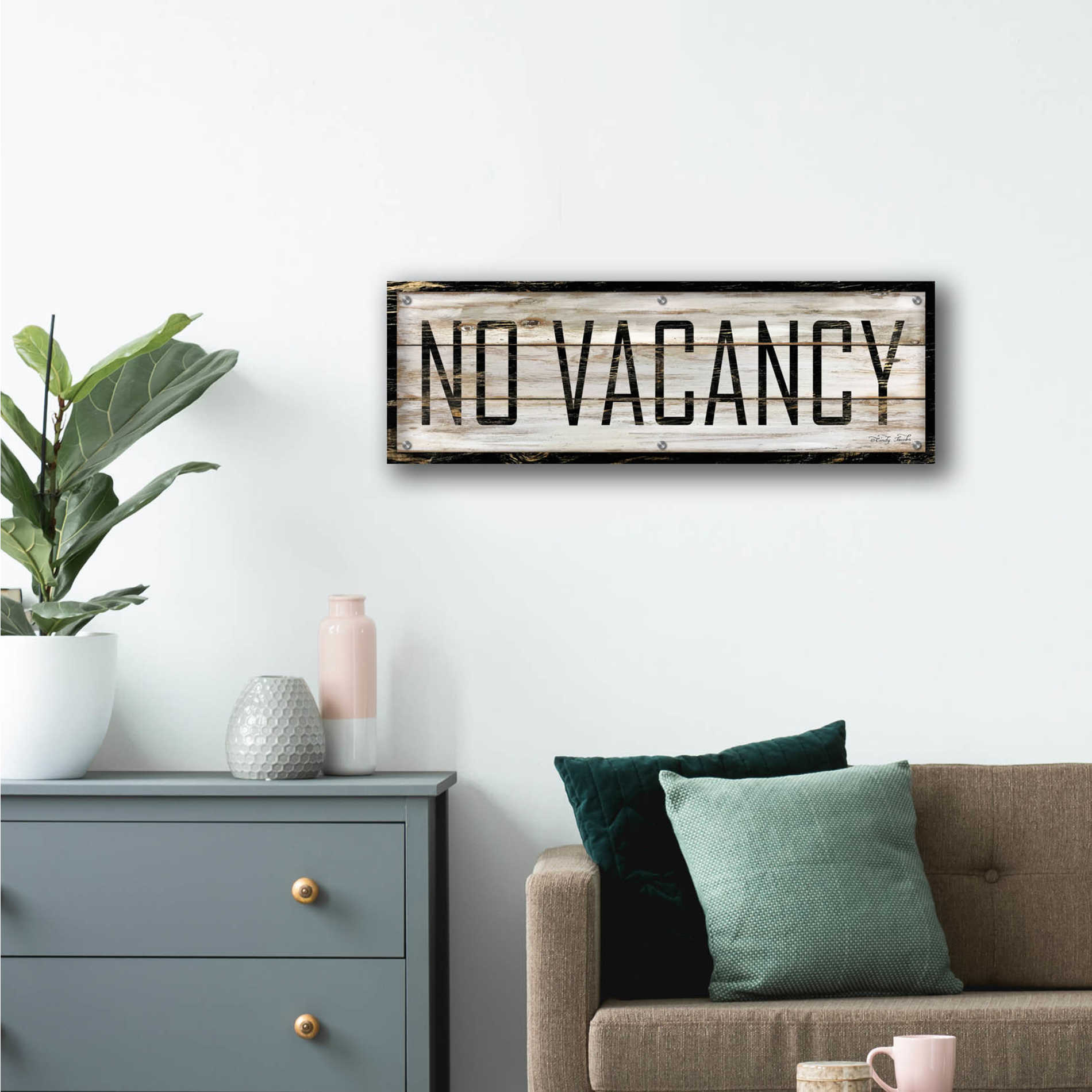 Epic Art 'No Vacancy' by Cindy Jacobs, Acrylic Glass Wall Art,36x12