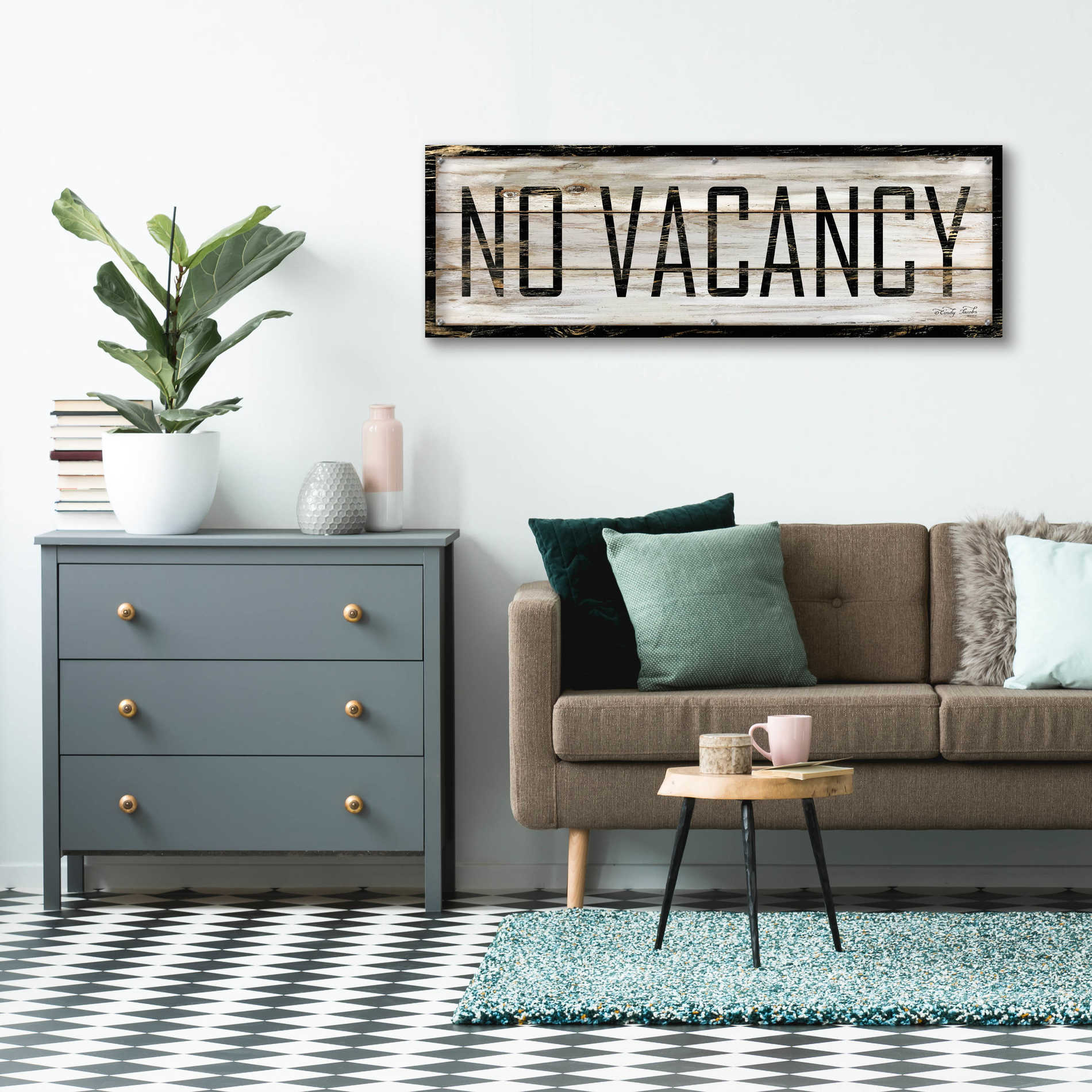 Epic Art 'No Vacancy' by Cindy Jacobs, Acrylic Glass Wall Art,48x16